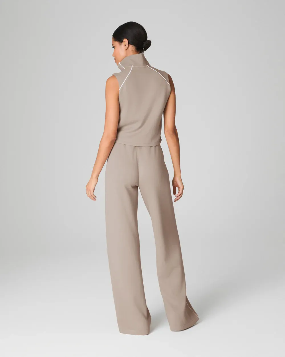 AirEssentials Pique Sleeveless Mockneck Jumpsuit
