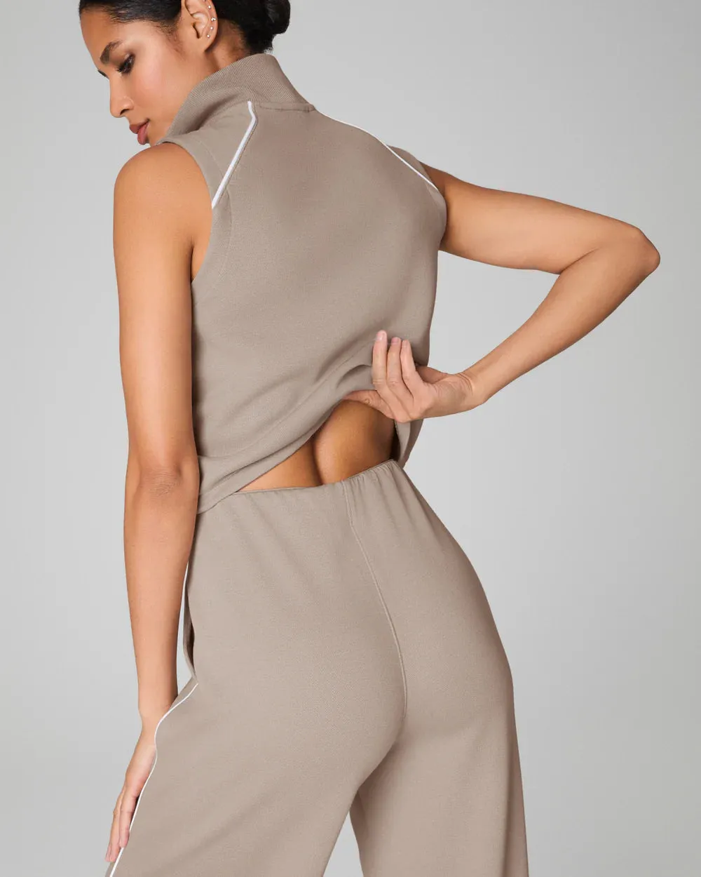 AirEssentials Pique Sleeveless Mockneck Jumpsuit