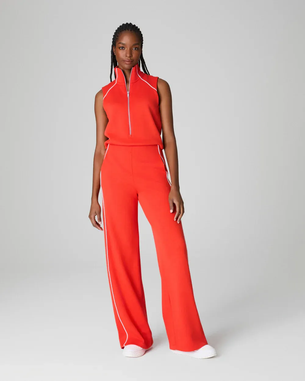 AirEssentials Pique Sleeveless Mockneck Jumpsuit