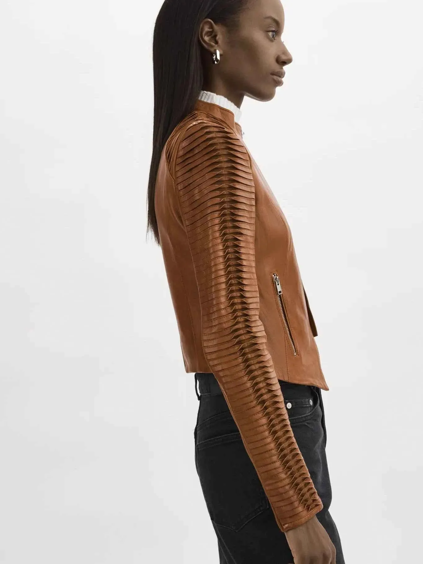 Azra Striped Jacket- Luggage