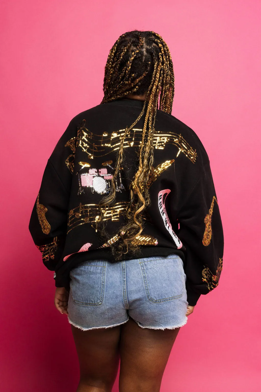 Black Music Note & Instrument Sweatshirt