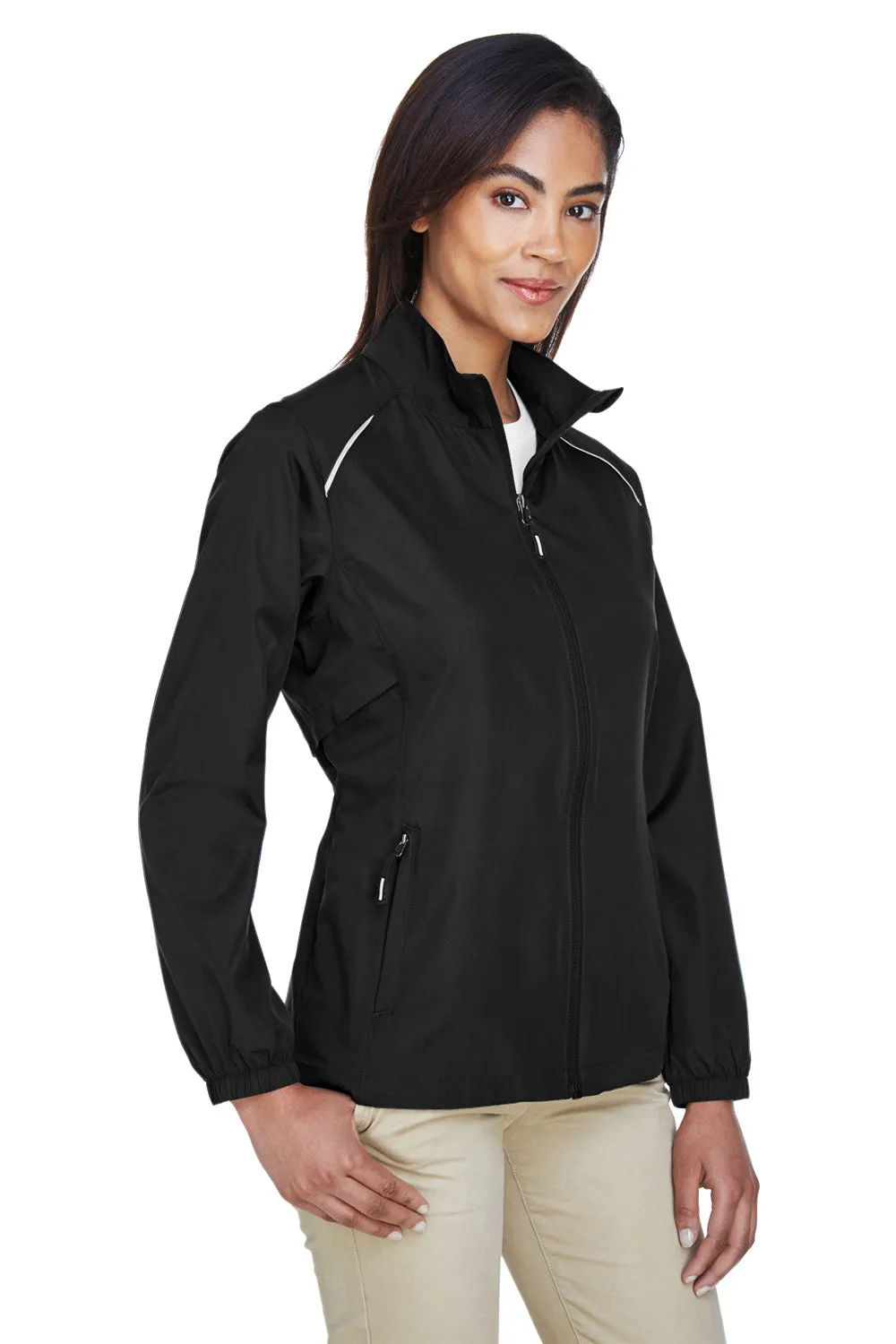 Core 365 Womens Motivate Water Resistant Full Zip Jacket - Black