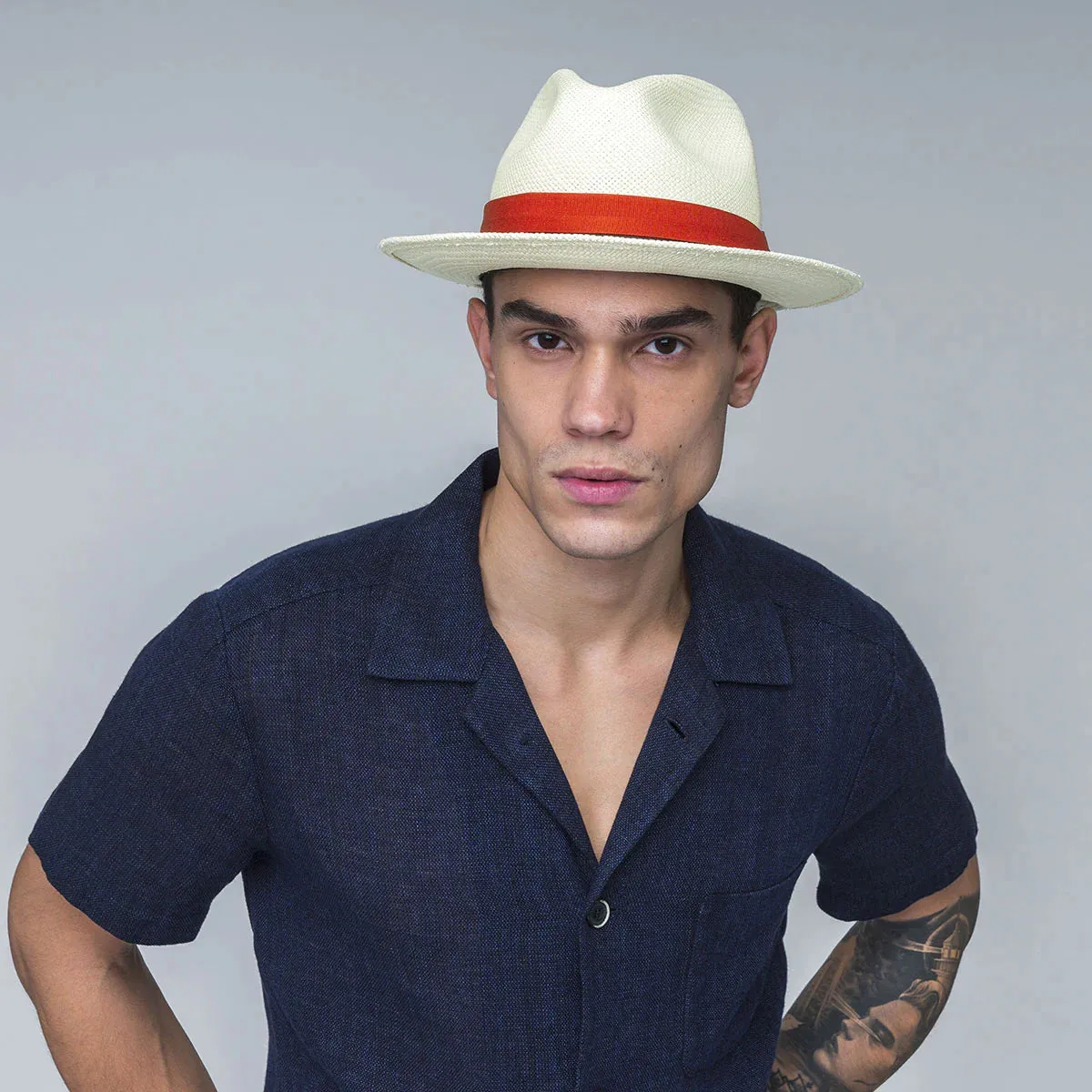 Cuban Fedora - Natural/Vintage Blue