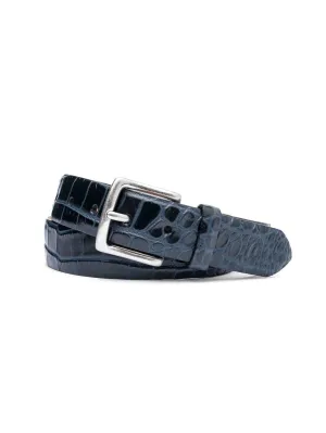 Embossed Crocodile Belt - Black & Blue