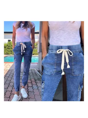 Gaya Cargo Denim w/Linen tie