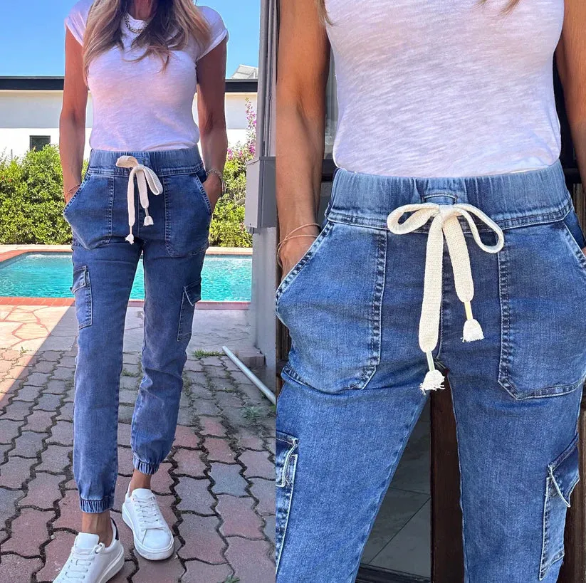 Gaya Cargo Denim w/Linen tie