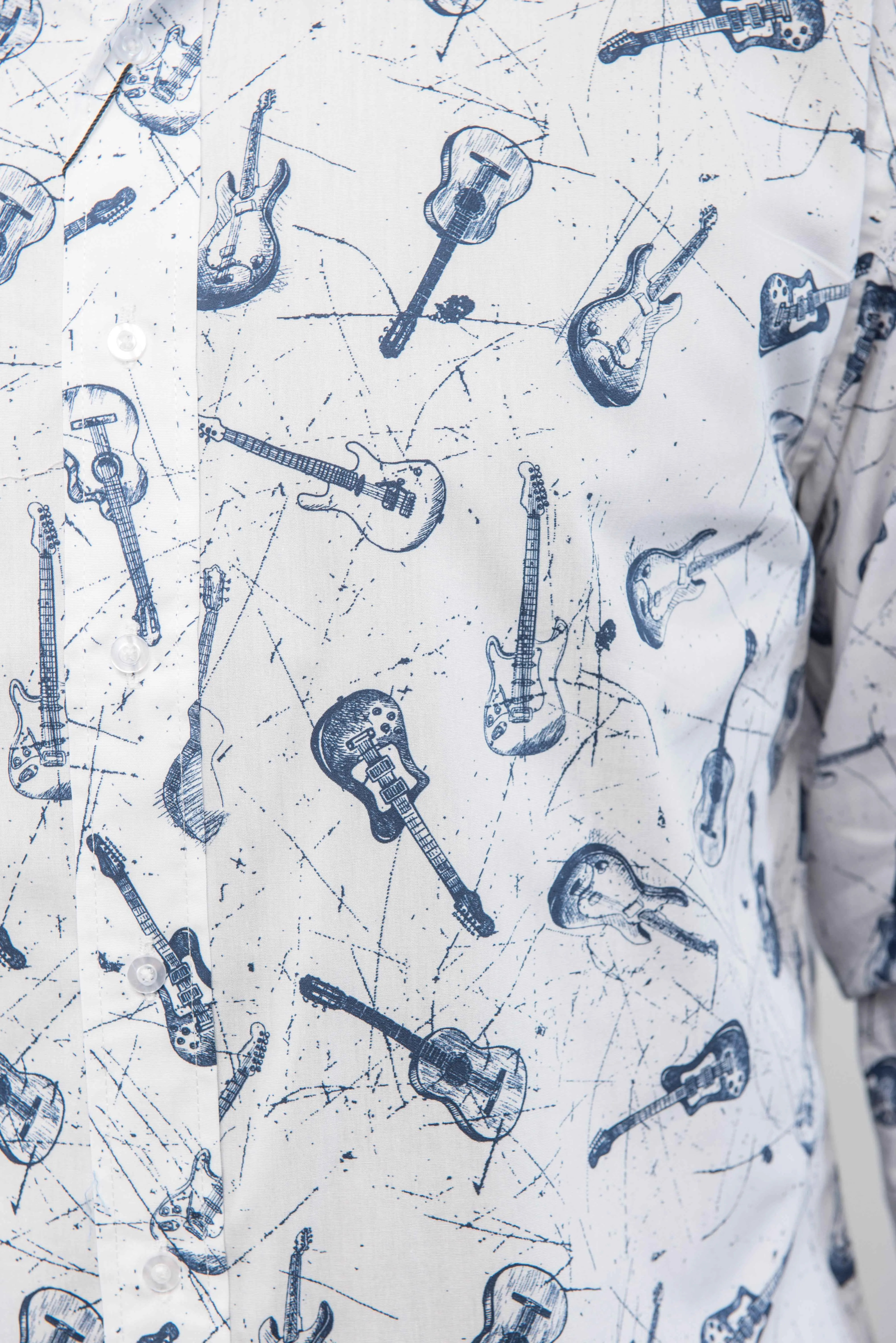 Guitar Print Sport Shirt