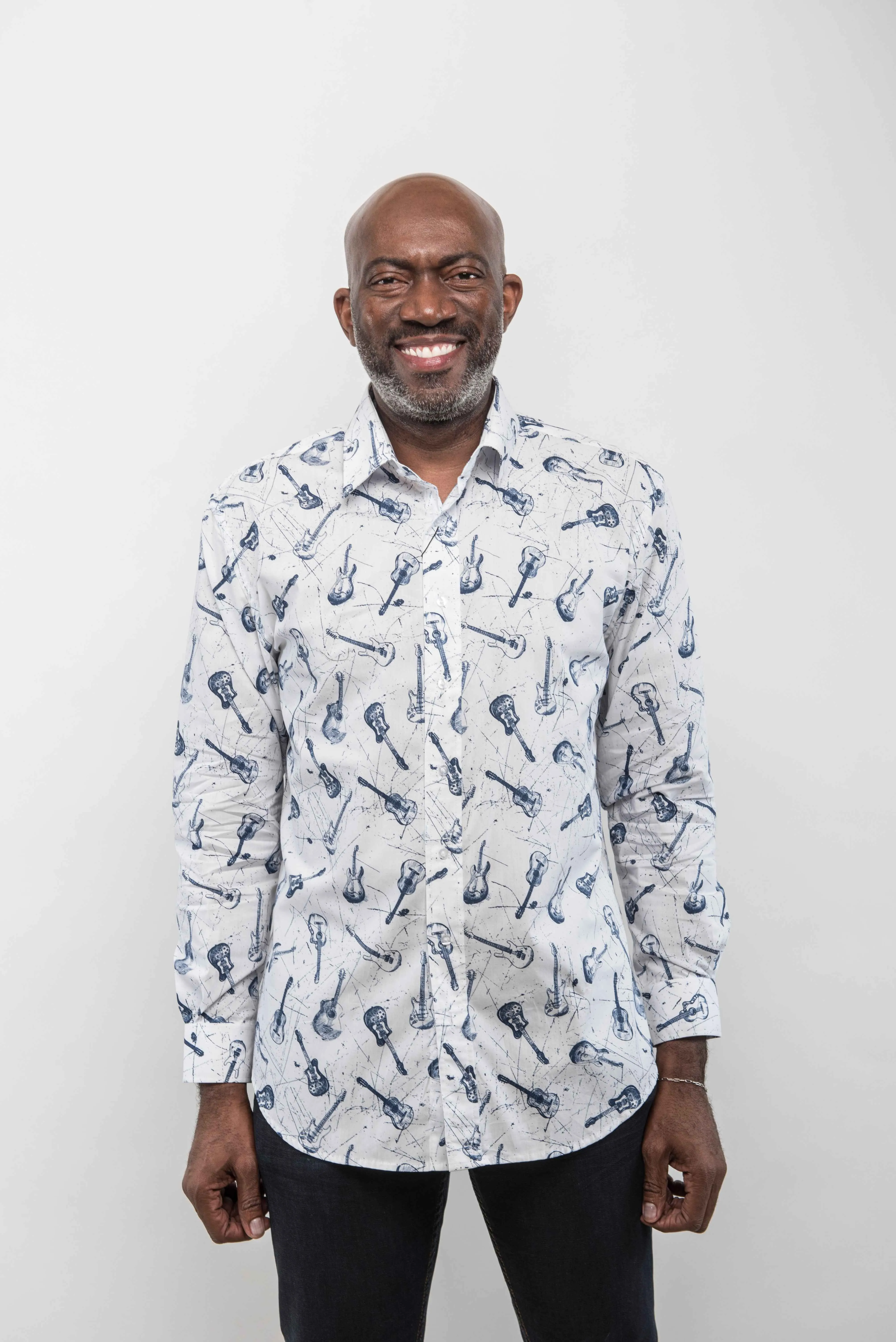 Guitar Print Sport Shirt
