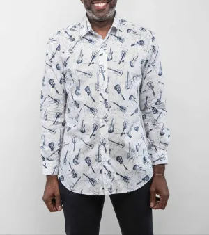 Guitar Print Sport Shirt