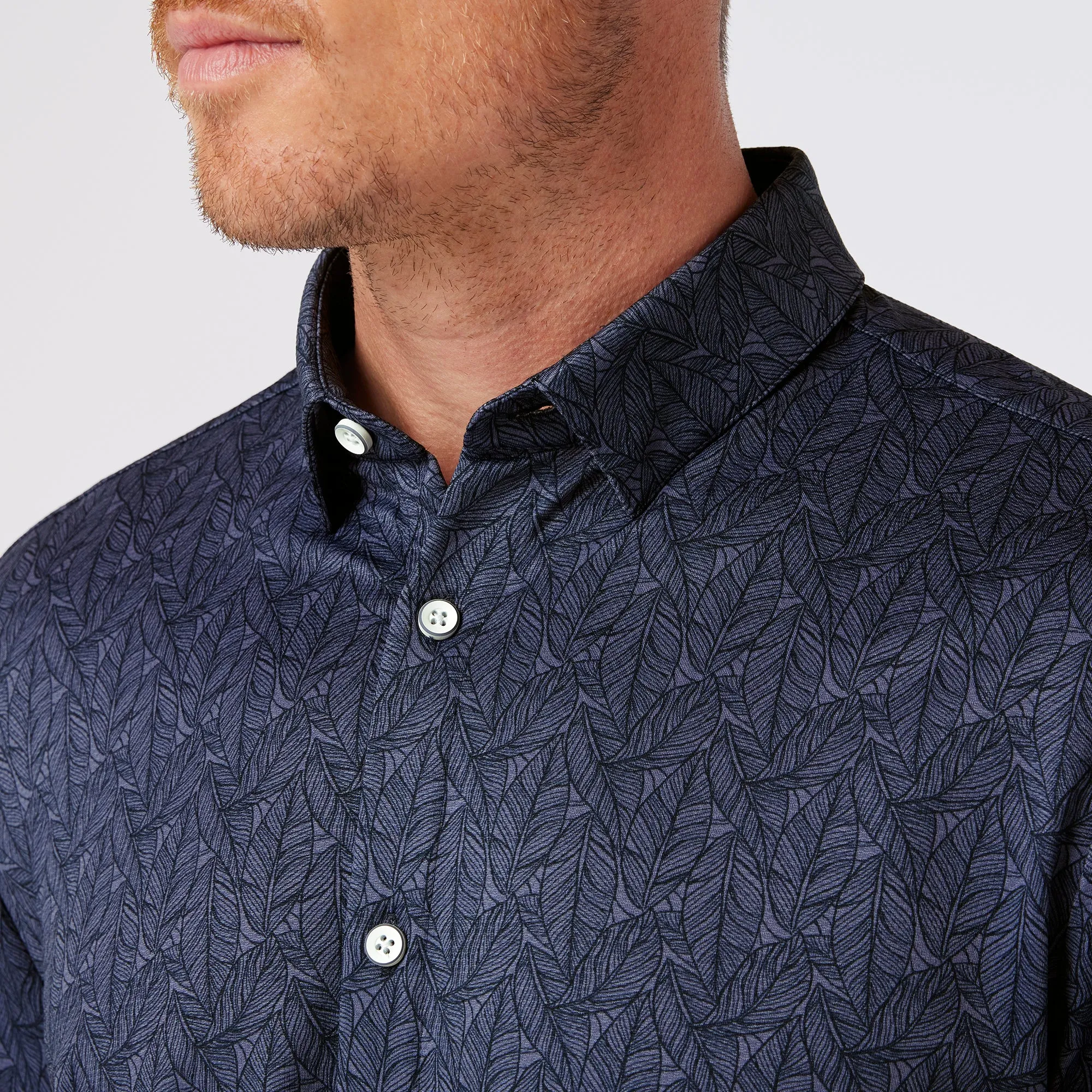 Halyard Short Sleeve Shirt - Coastal Fjord Coffee Leaves