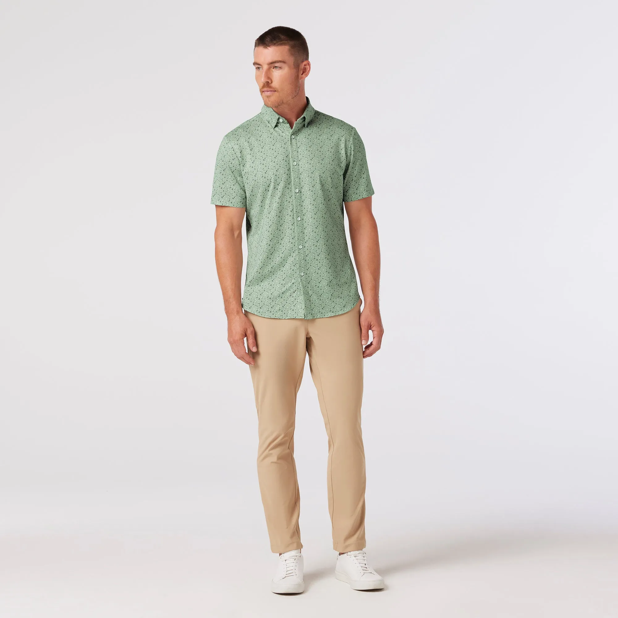Haylard Dress Shirt - pale green floral fauna