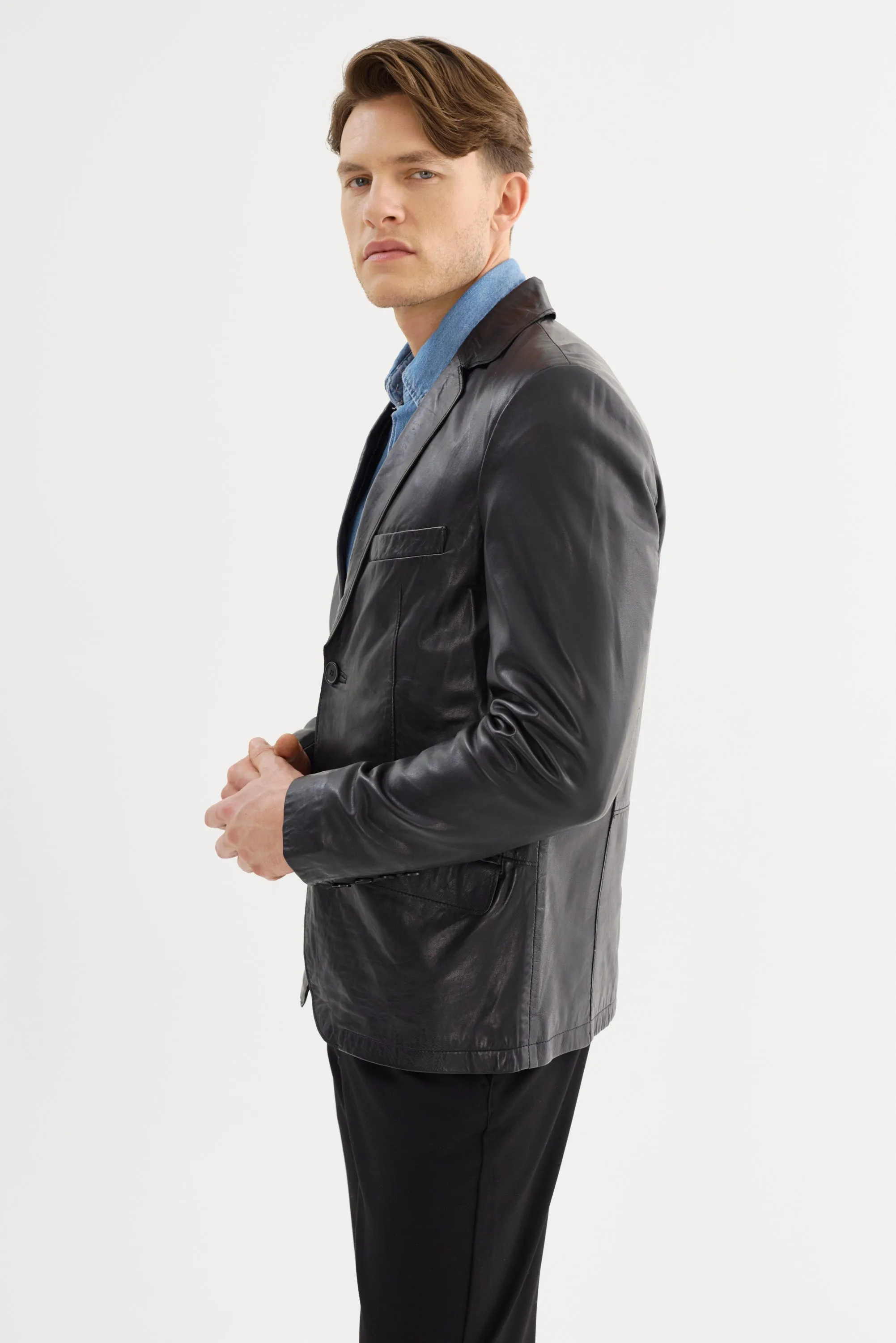 Joshua Black Leather Blazer