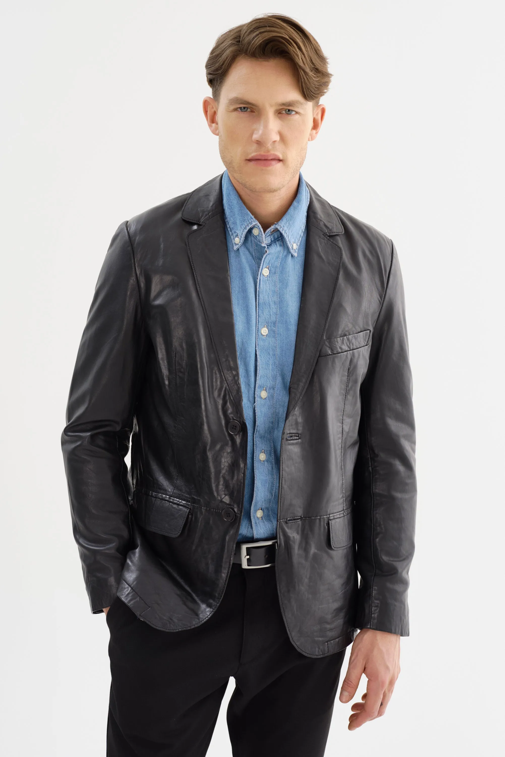 Joshua Black Leather Blazer