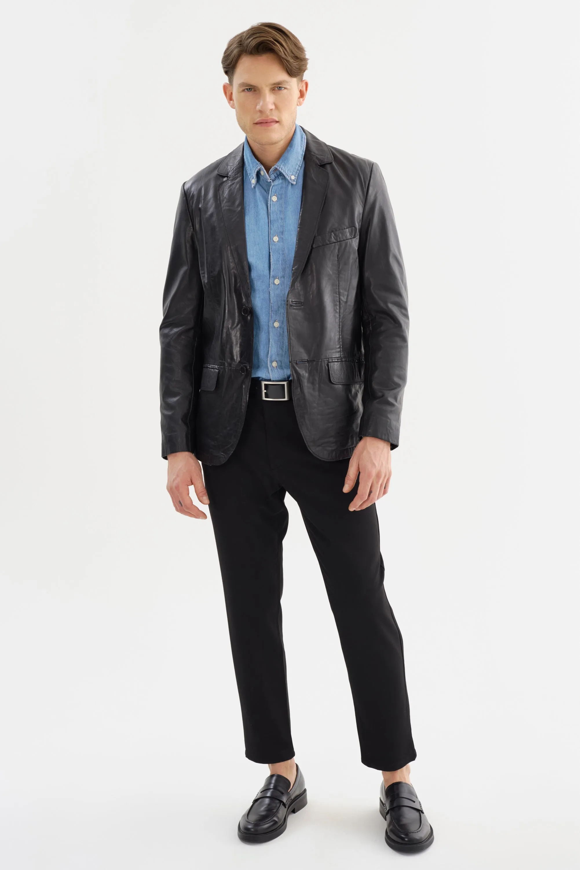 Joshua Black Leather Blazer