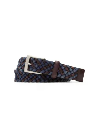 Leather Cloth Braid Belt w/ Brushed Nickel Buckle