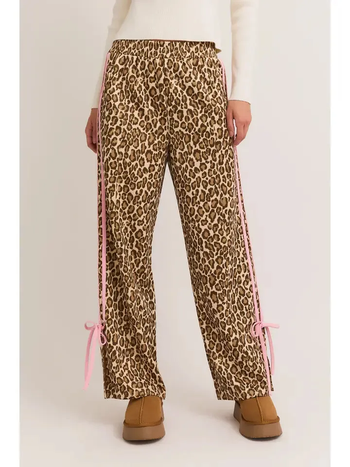Leopard Bow Detail Track Pants