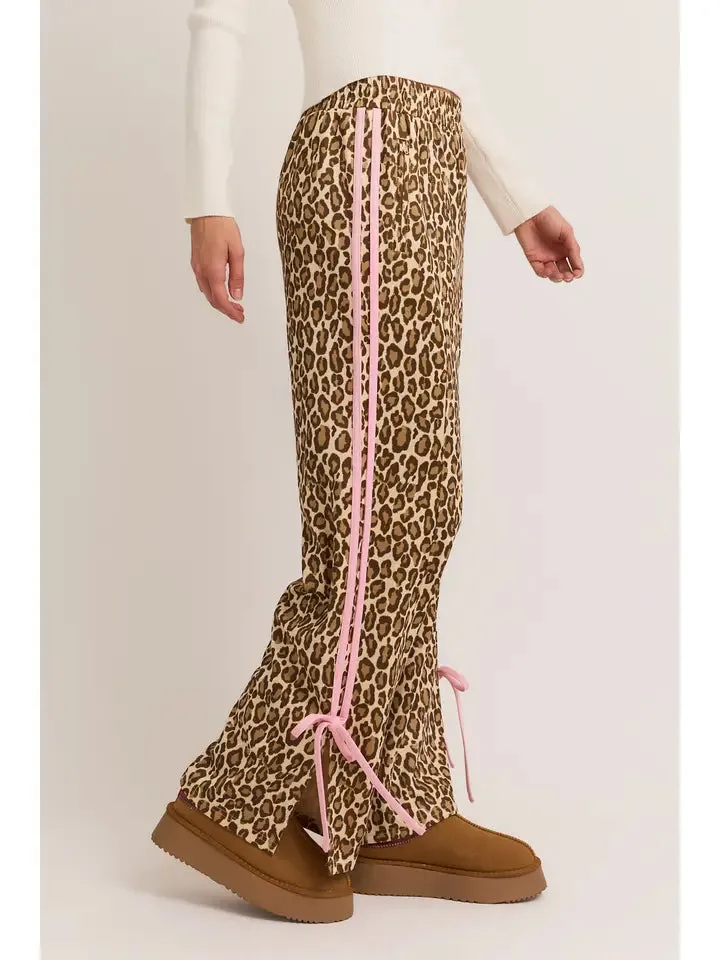 Leopard Bow Detail Track Pants