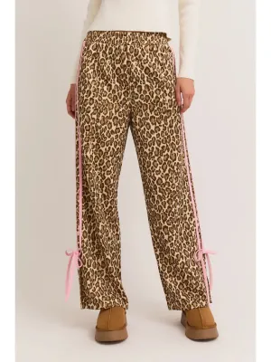 Leopard Bow Detail Track Pants