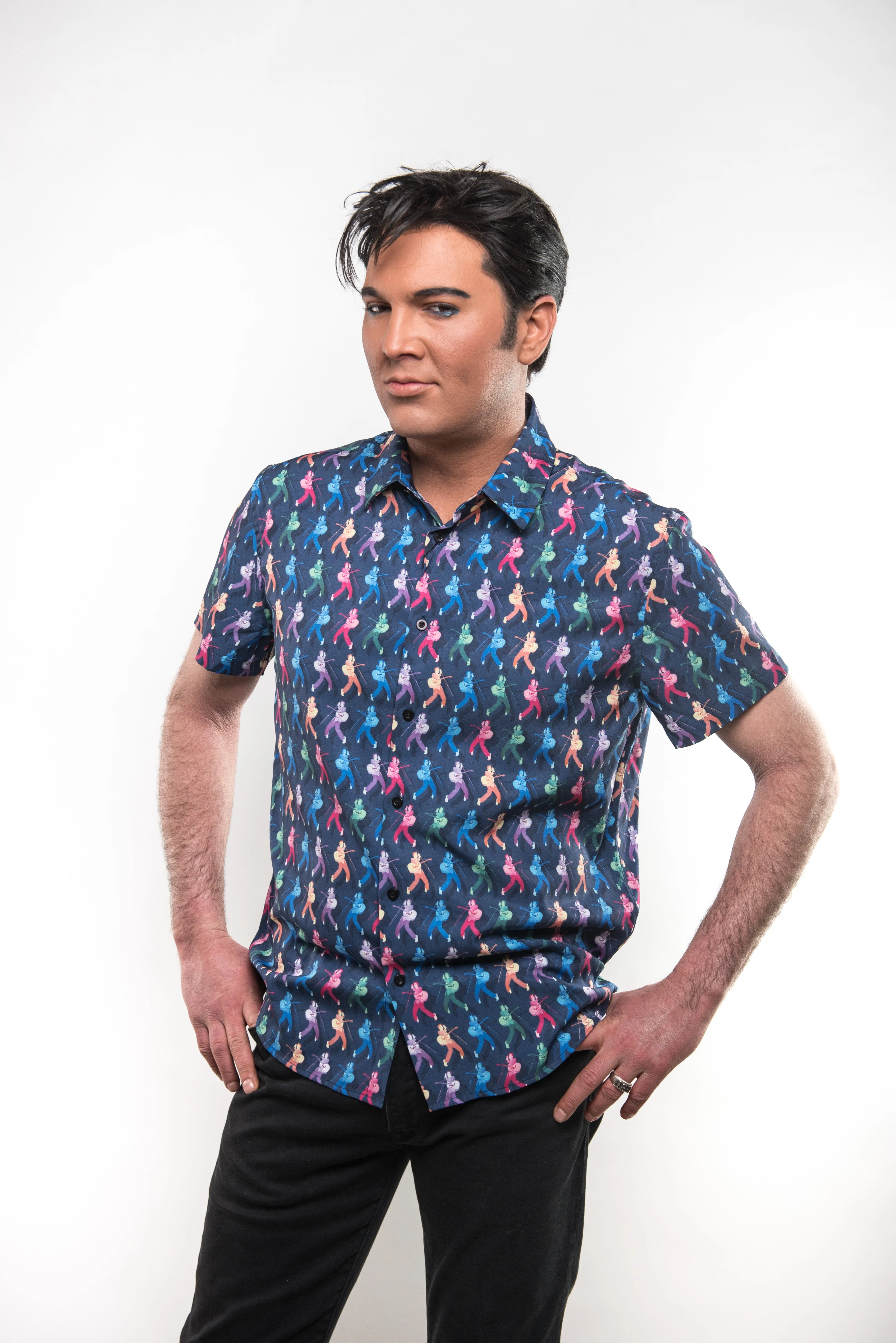 Navy Elvis On The Mic Shirt