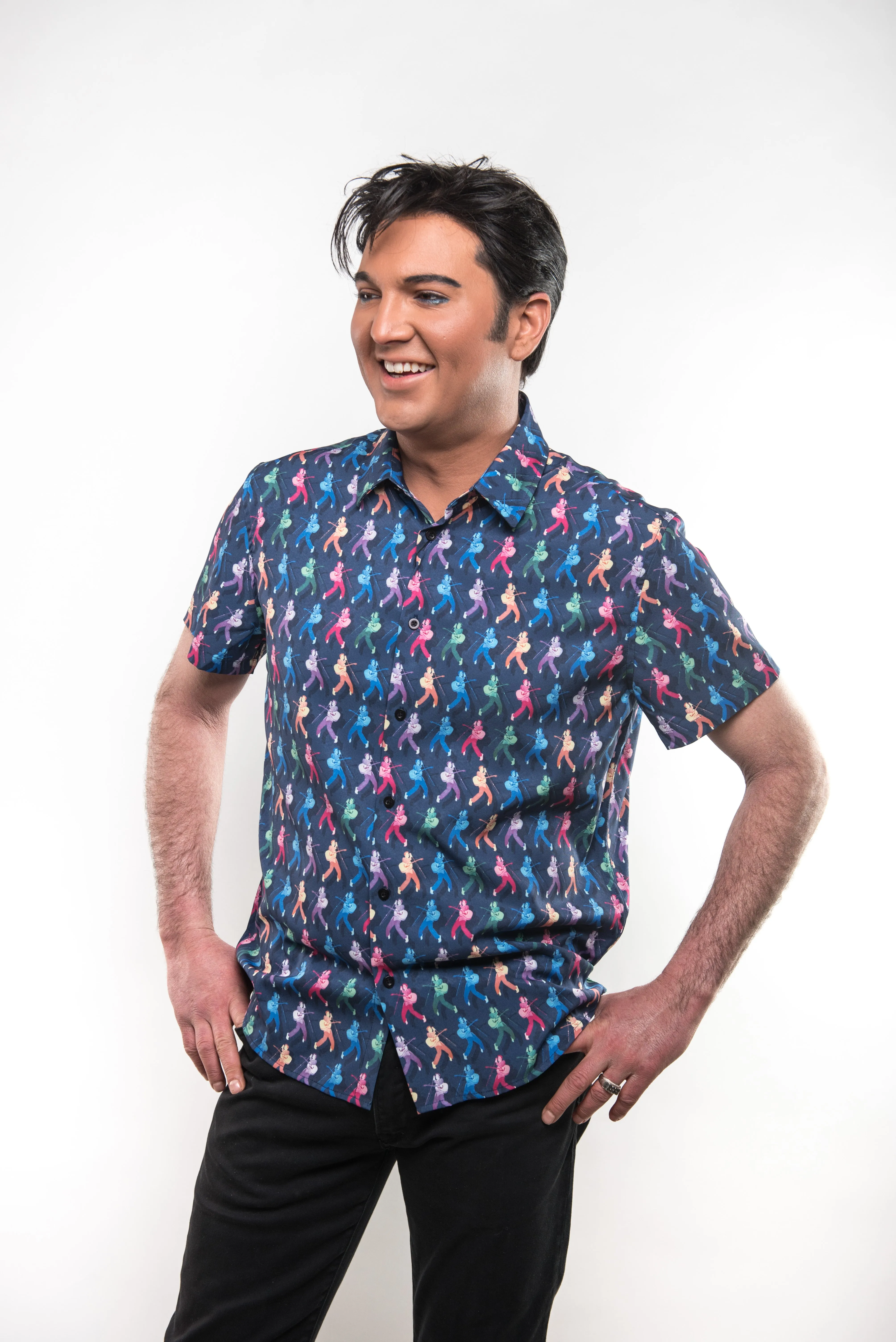 Navy Elvis On The Mic Shirt