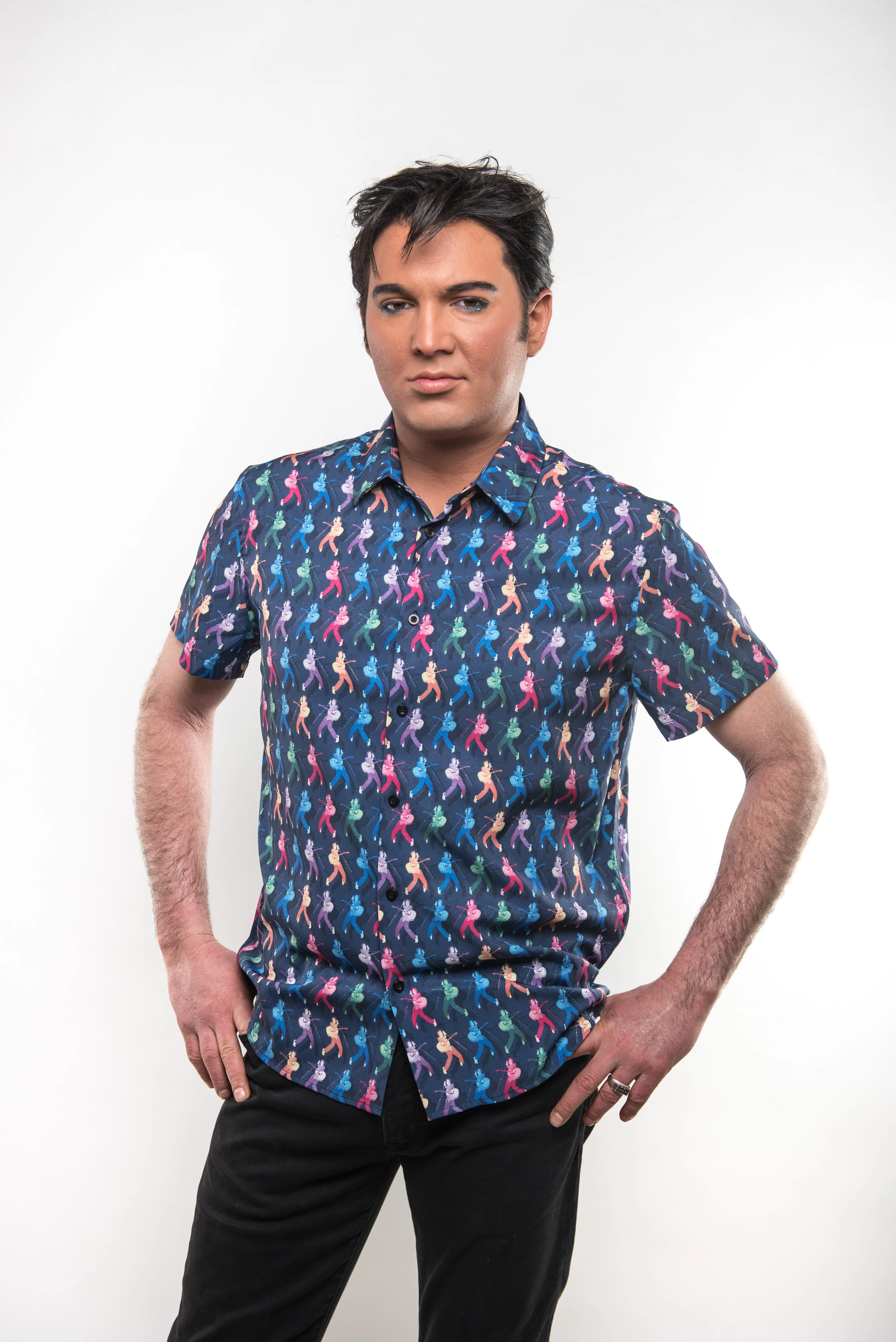 Navy Elvis On The Mic Shirt
