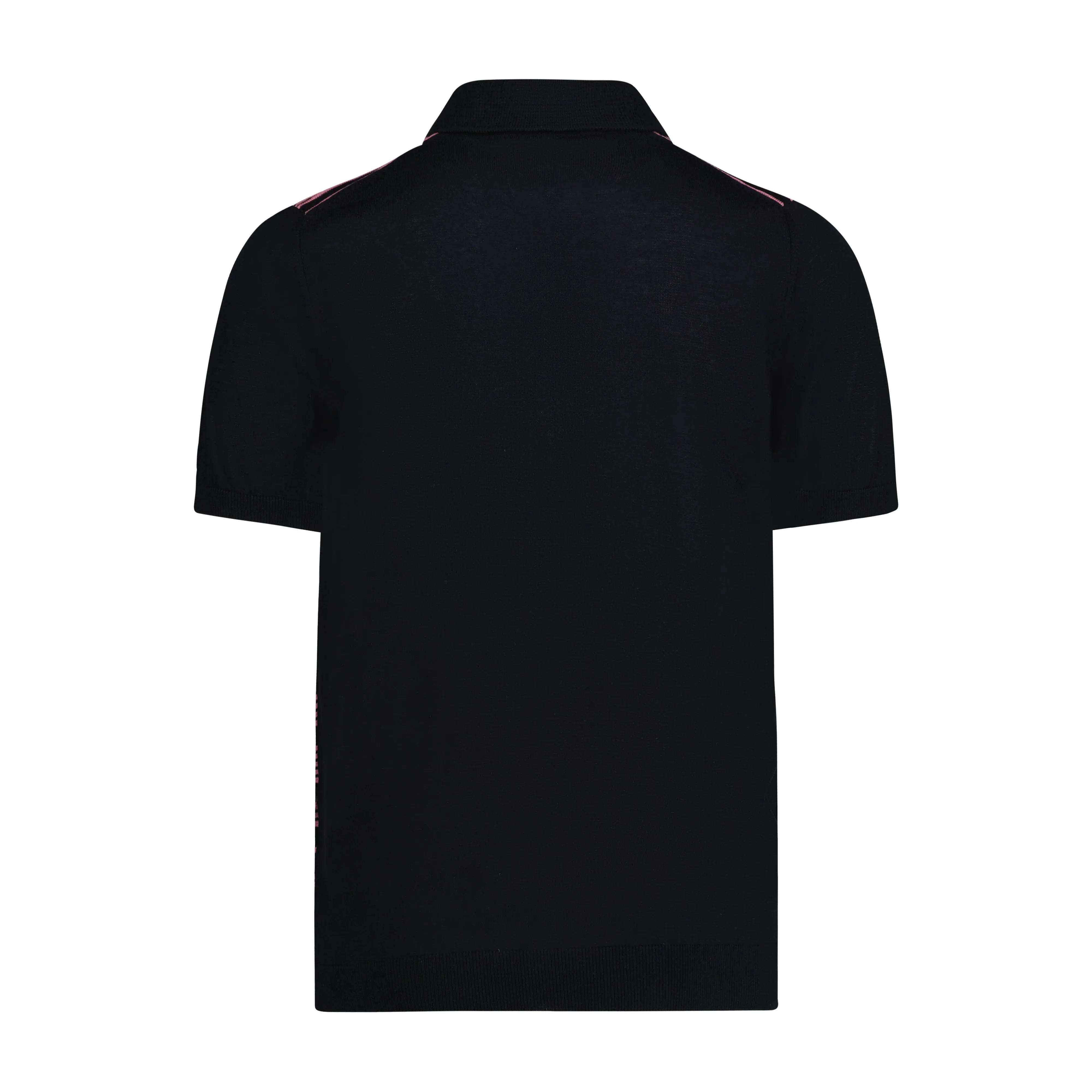 Navy with Pink Short Sleeve Knit Polo