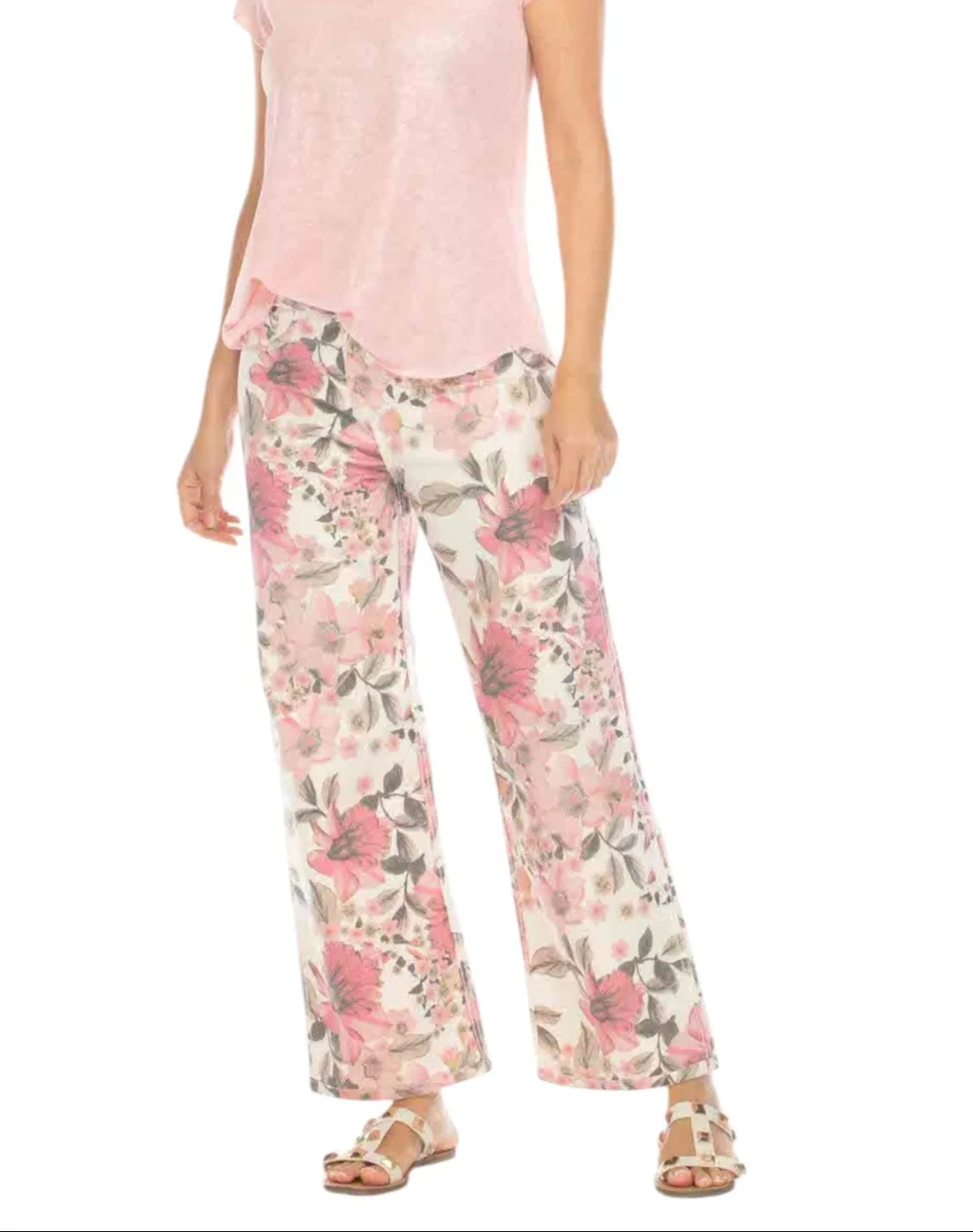 Pink Floral Wide Leg Pants