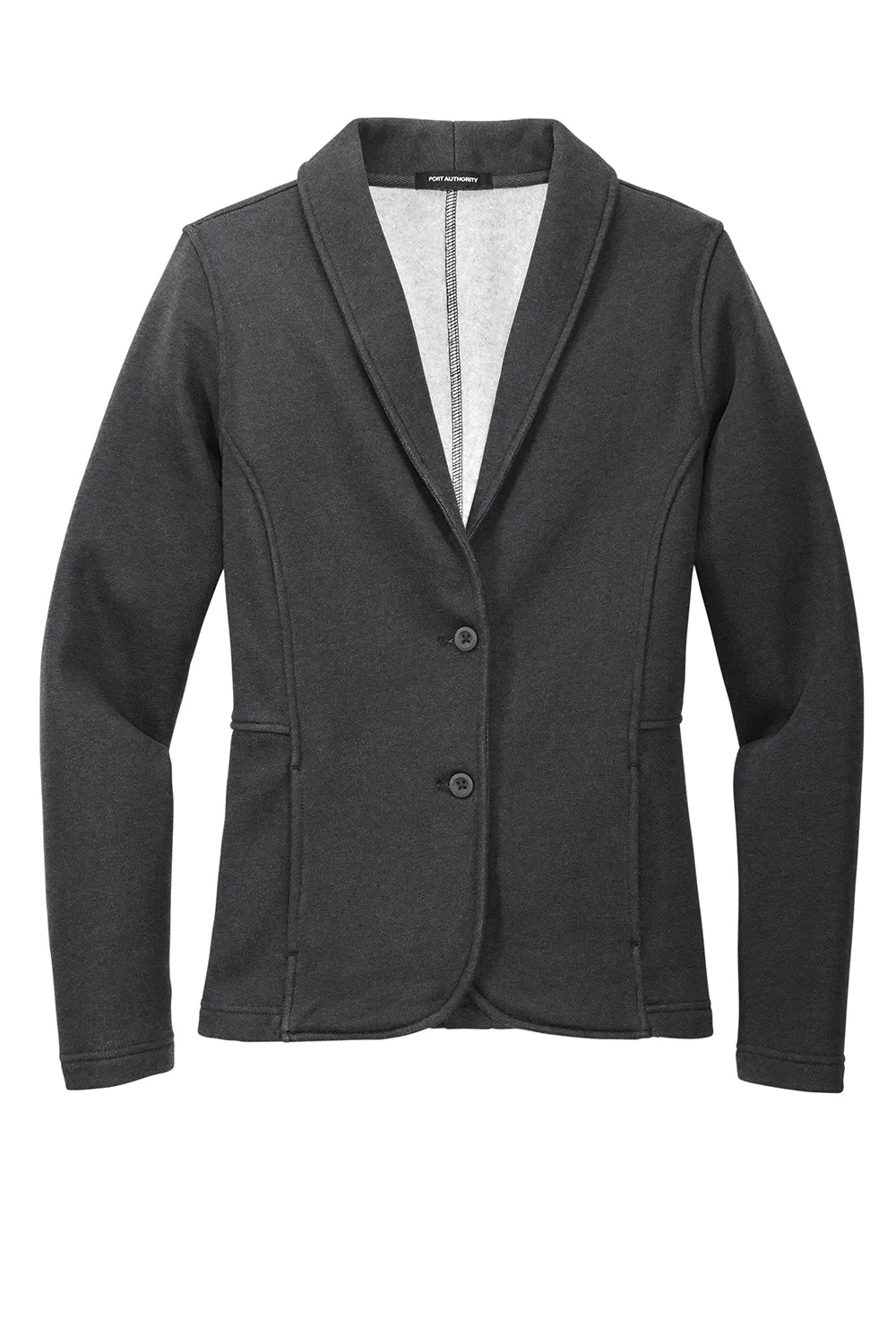 Port Authority Womens Button Down Fleece Blazer - Heather Dark Charcoal Grey - Closeout