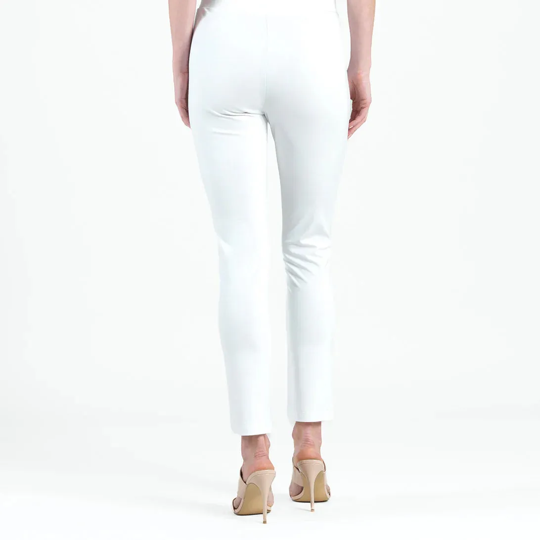 Rayon-Ponte Knit - Straight Leg Pocket Pant - White