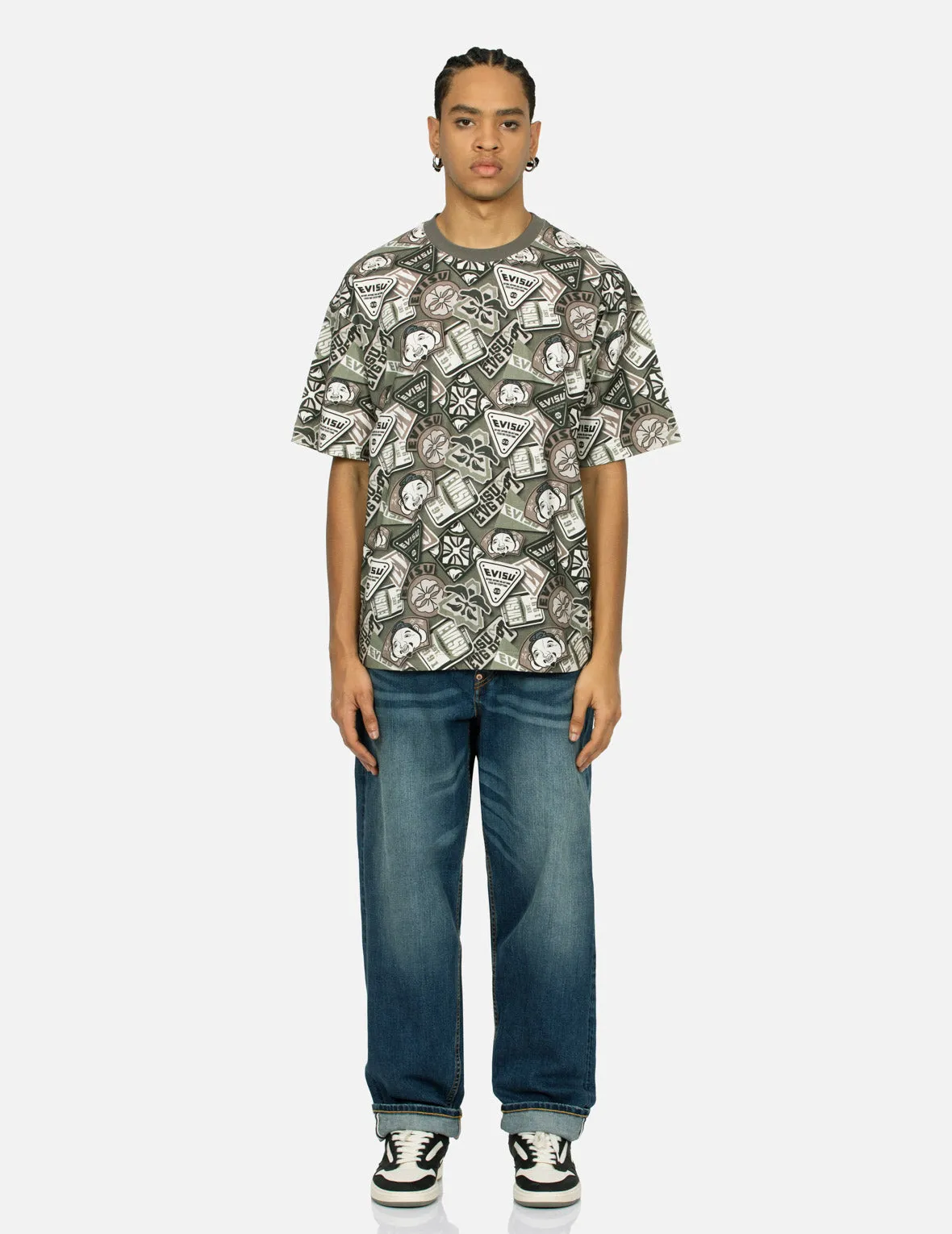 SPRING/ SUMMER COLLECTION 2025 Allover Bagde Print Loose Fit T-shirt