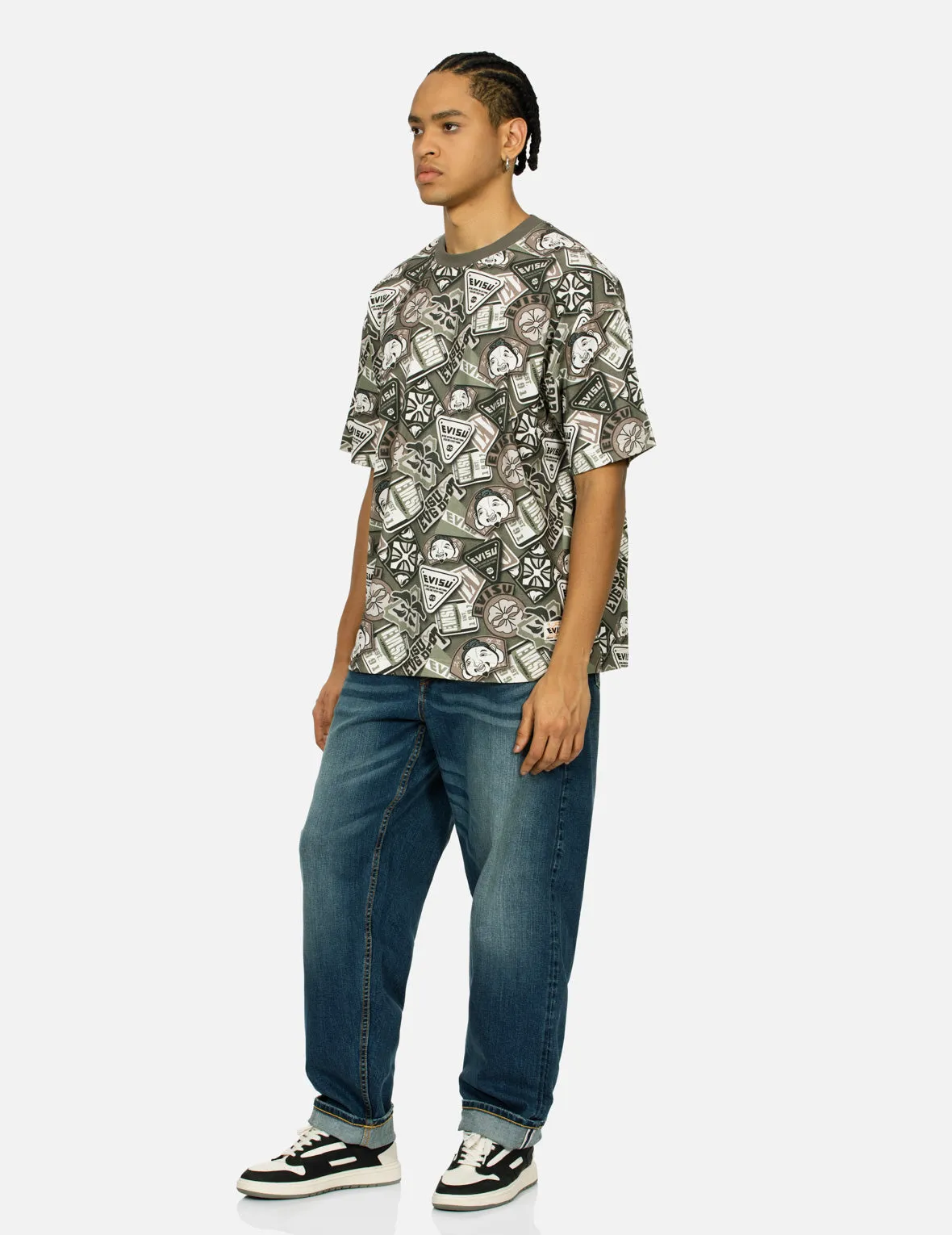 SPRING/ SUMMER COLLECTION 2025 Allover Bagde Print Loose Fit T-shirt