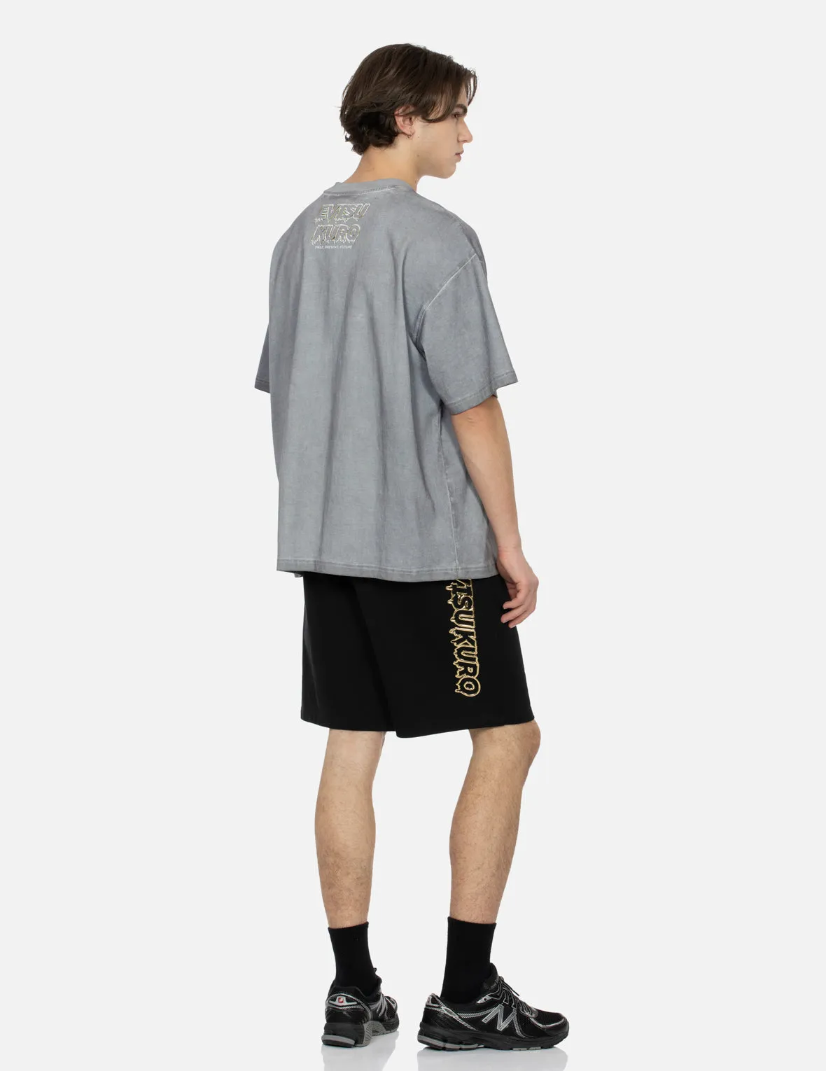 SPRING/ SUMMER COLLECTION 2025 Kamon and Melting Metallic Logo Print Loose Fit T-Shirt