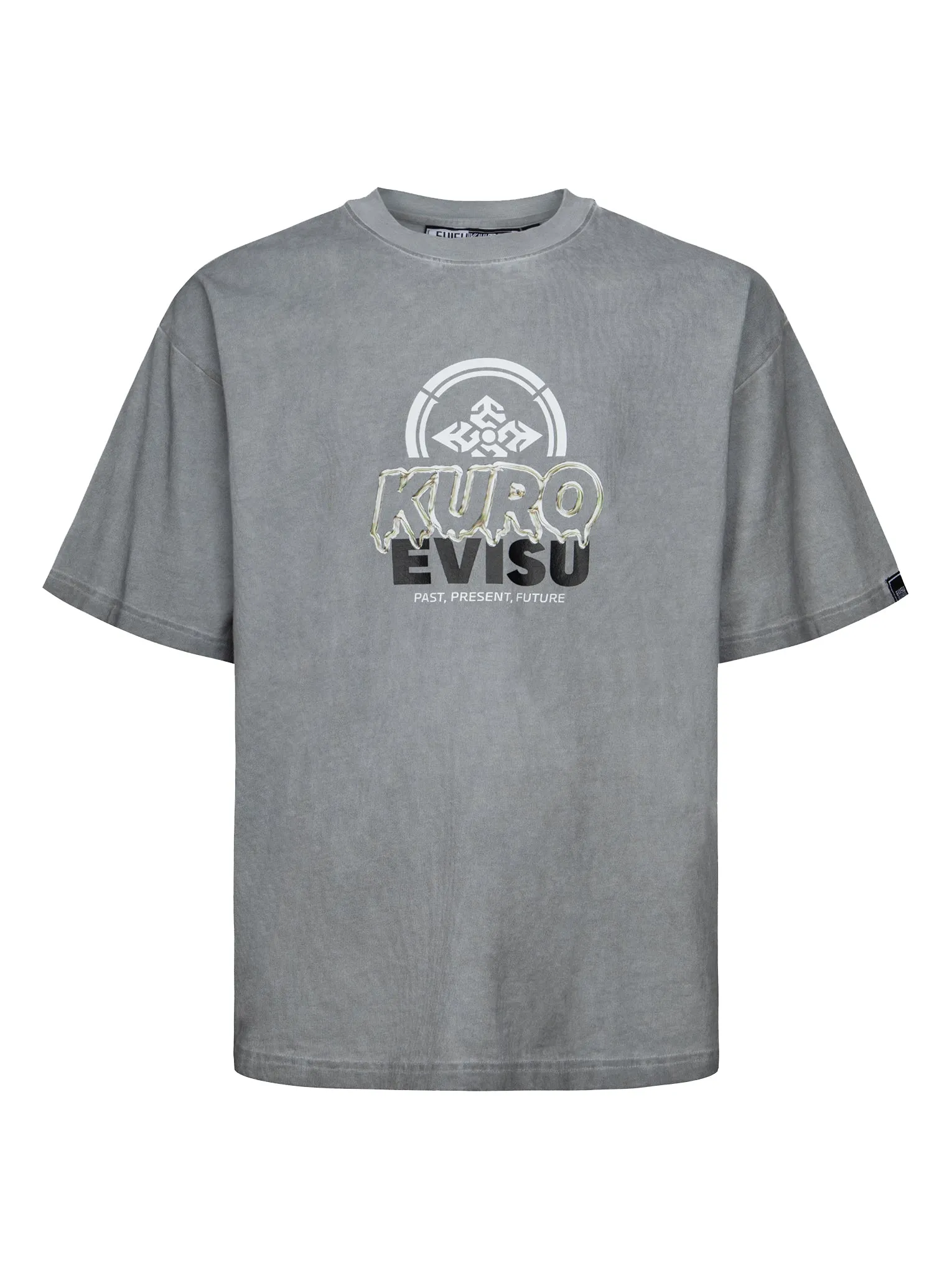 SPRING/ SUMMER COLLECTION 2025 Kamon and Melting Metallic Logo Print Loose Fit T-Shirt