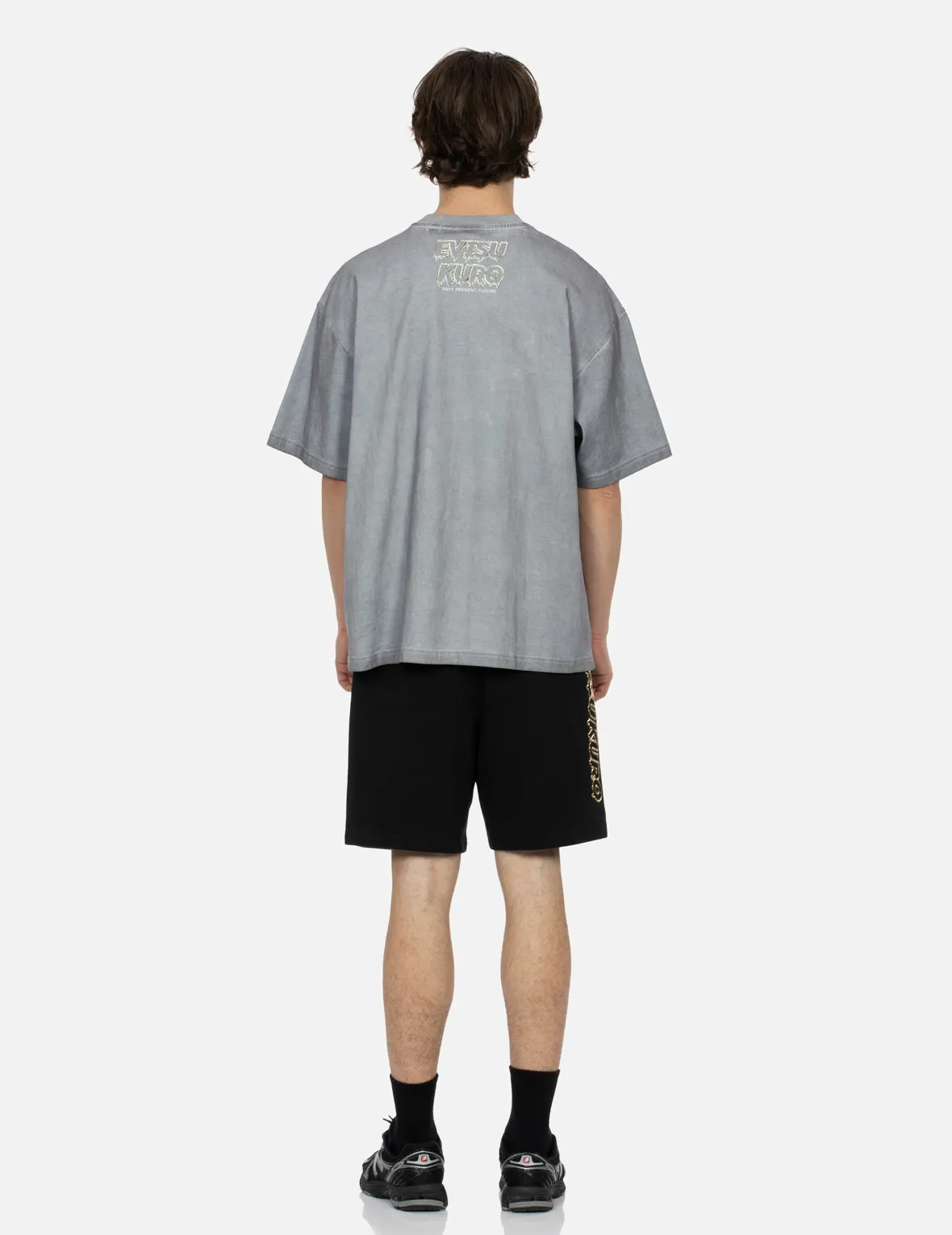 SPRING/ SUMMER COLLECTION 2025 Kamon and Melting Metallic Logo Print Loose Fit T-Shirt