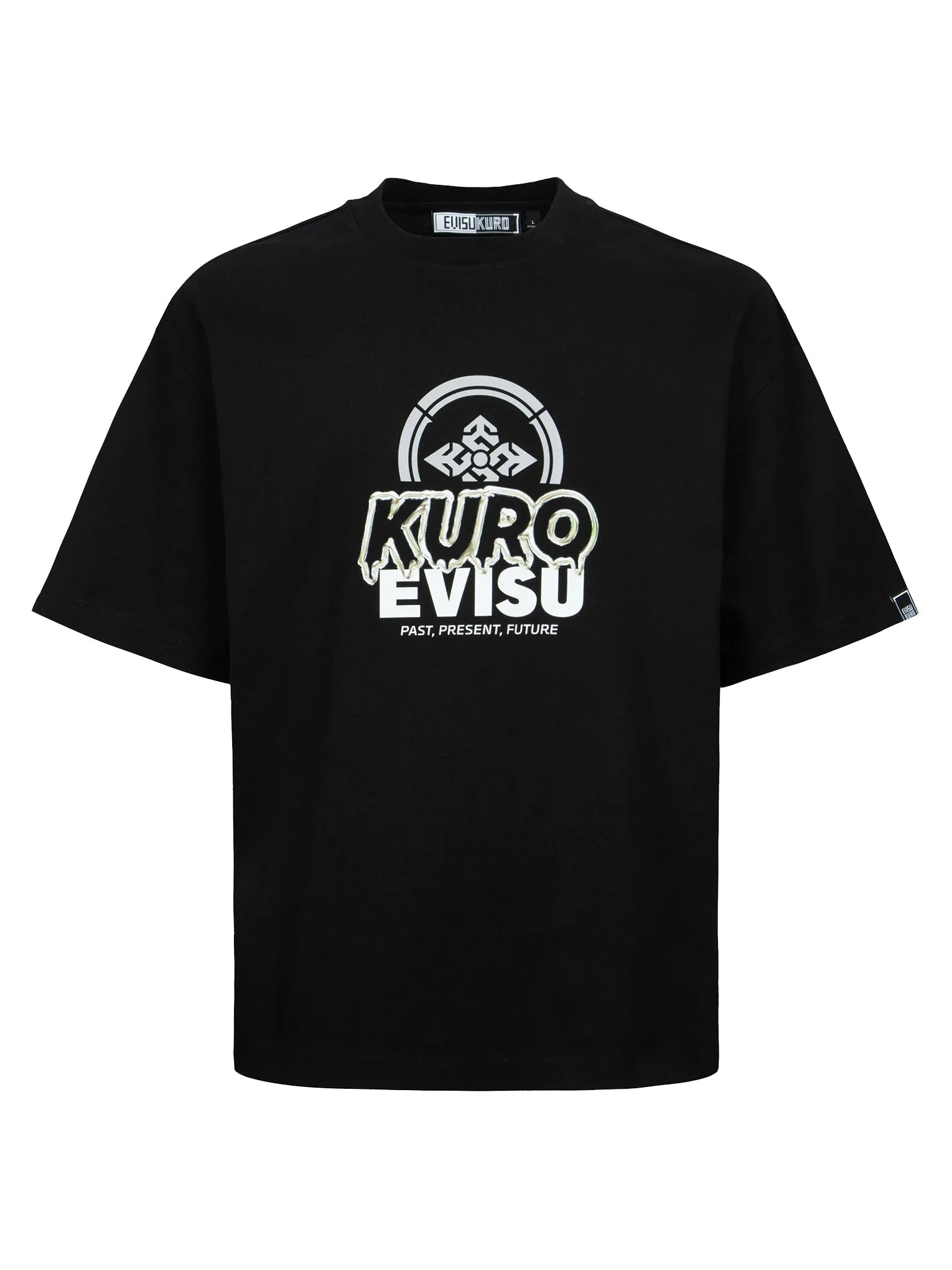 SPRING/ SUMMER COLLECTION 2025 Kamon and Melting Metallic Logo Print Loose Fit T-Shirt