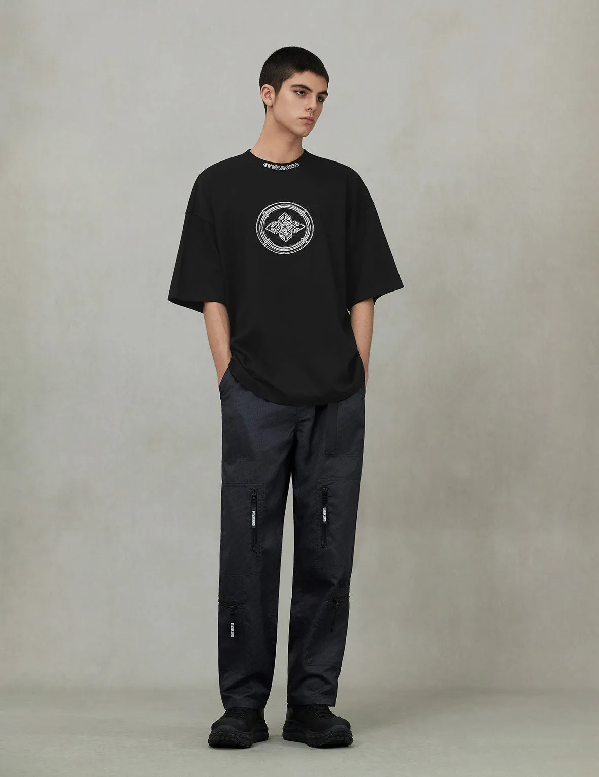 SPRING/ SUMMER COLLECTION 2025 Kamon Print and Embroidery Oversized T-shirt