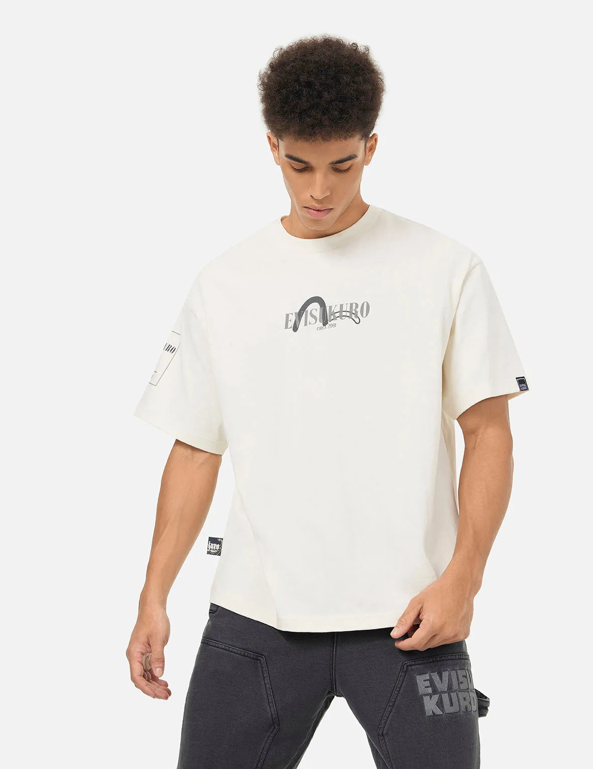 SPRING/ SUMMER COLLECTION 2025 Logo Embroidery and Kamon Print Loose Fit T-Shirt