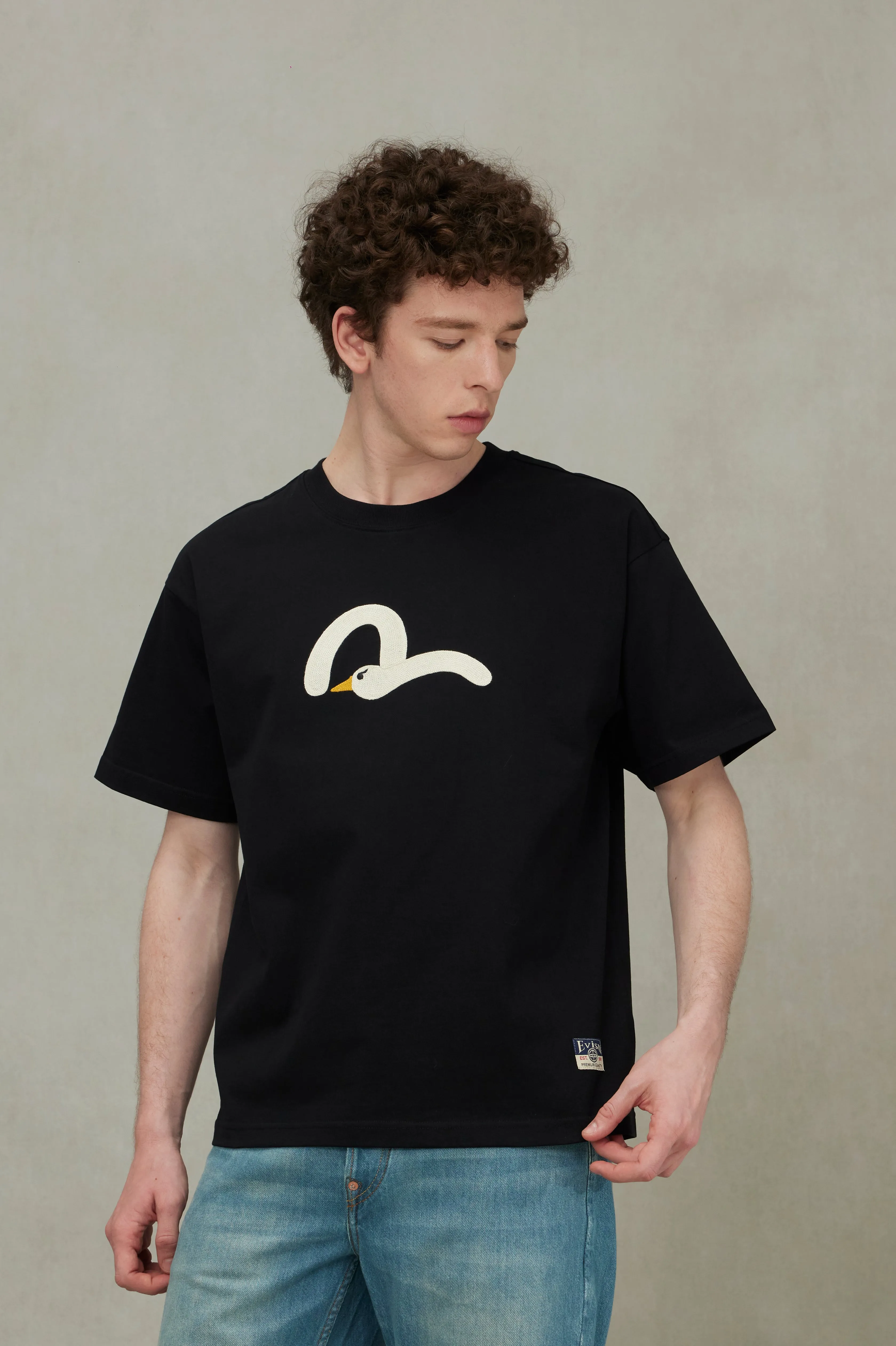 SPRING/ SUMMER COLLECTION 2025 Playful Seagull Embroidery Relax Fit T-Shirt