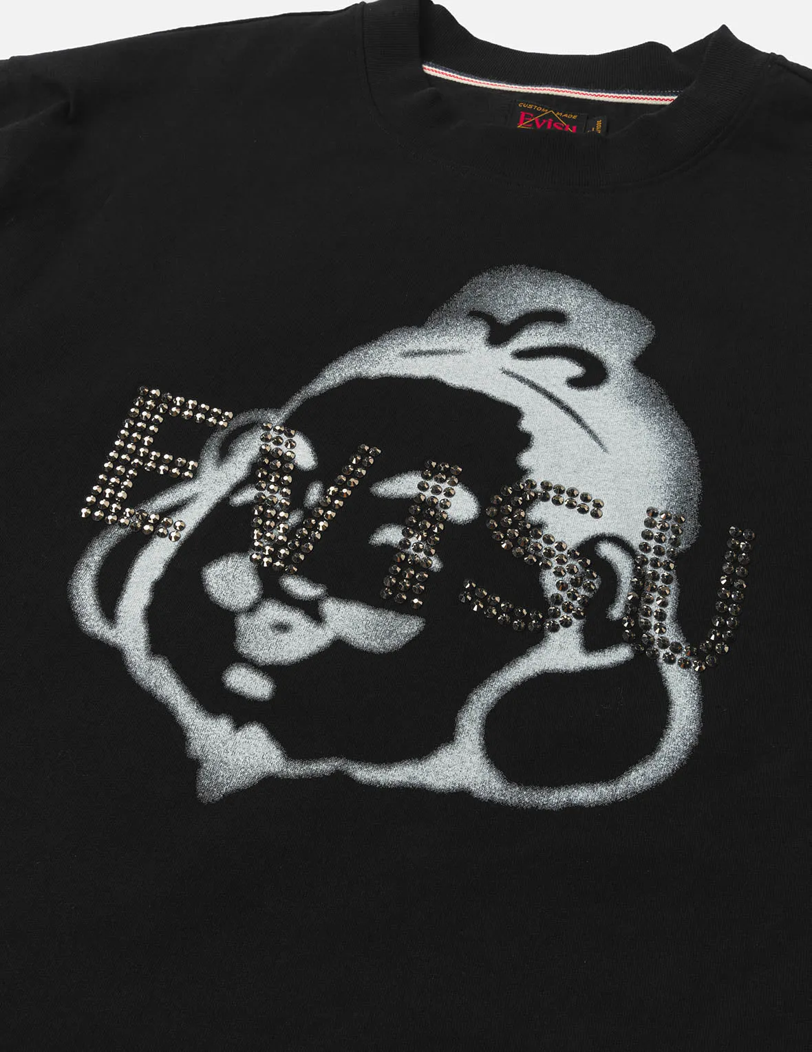 SPRING/ SUMMER COLLECTION 2025 Rhinstone Logo and Godhead Print Relax Fit T-Shirt
