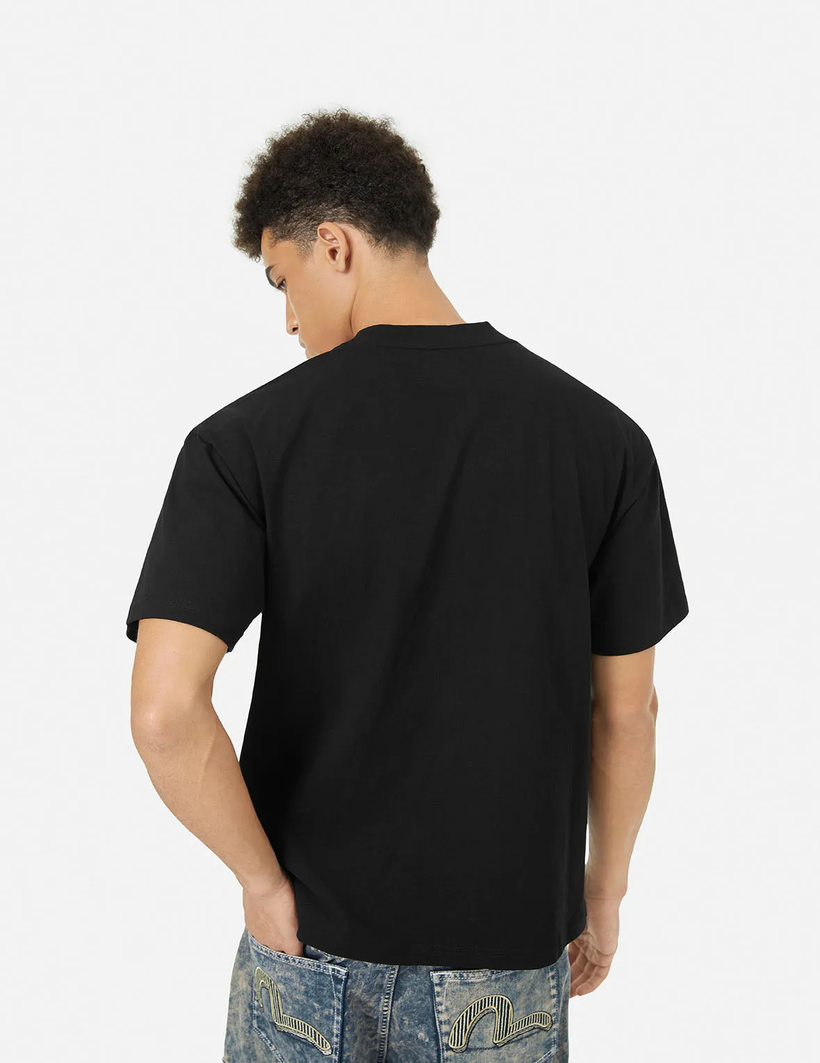 SPRING/ SUMMER COLLECTION 2025 Rhinstone Logo and Godhead Print Relax Fit T-Shirt