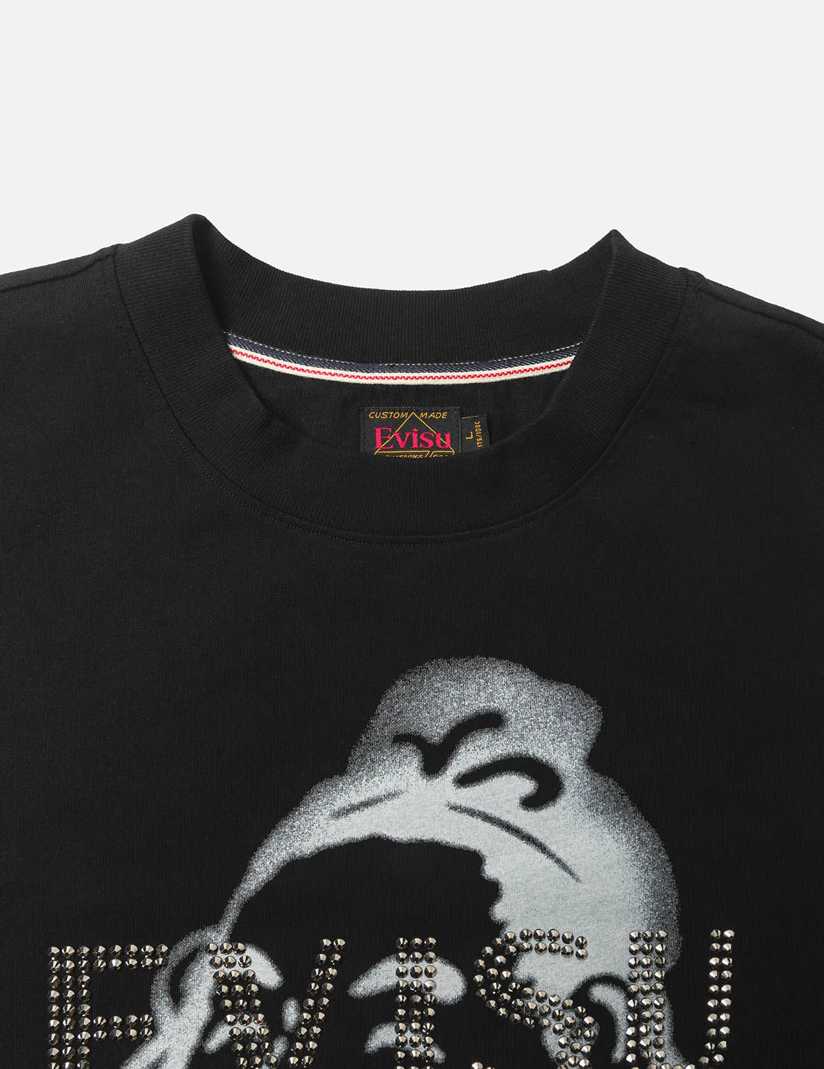 SPRING/ SUMMER COLLECTION 2025 Rhinstone Logo and Godhead Print Relax Fit T-Shirt