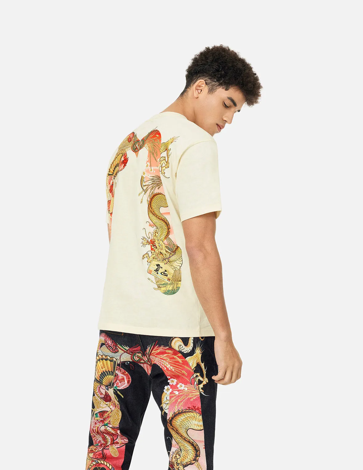 SPRING/ SUMMER COLLECTION 2025 Soaring Snake Daicock Print Relax Fit T-shirt - Red