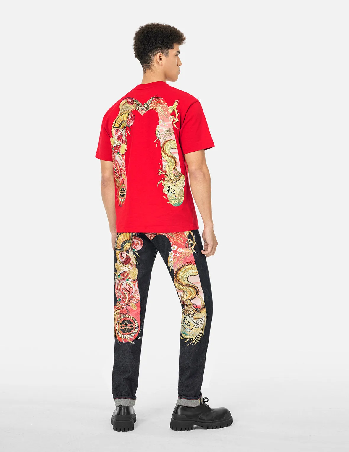 SPRING/ SUMMER COLLECTION 2025 Soaring Snake Daicock Print Relax Fit T-shirt - Red