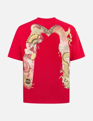 SPRING/ SUMMER COLLECTION 2025 Soaring Snake Daicock Print Relax Fit T-shirt - Red
