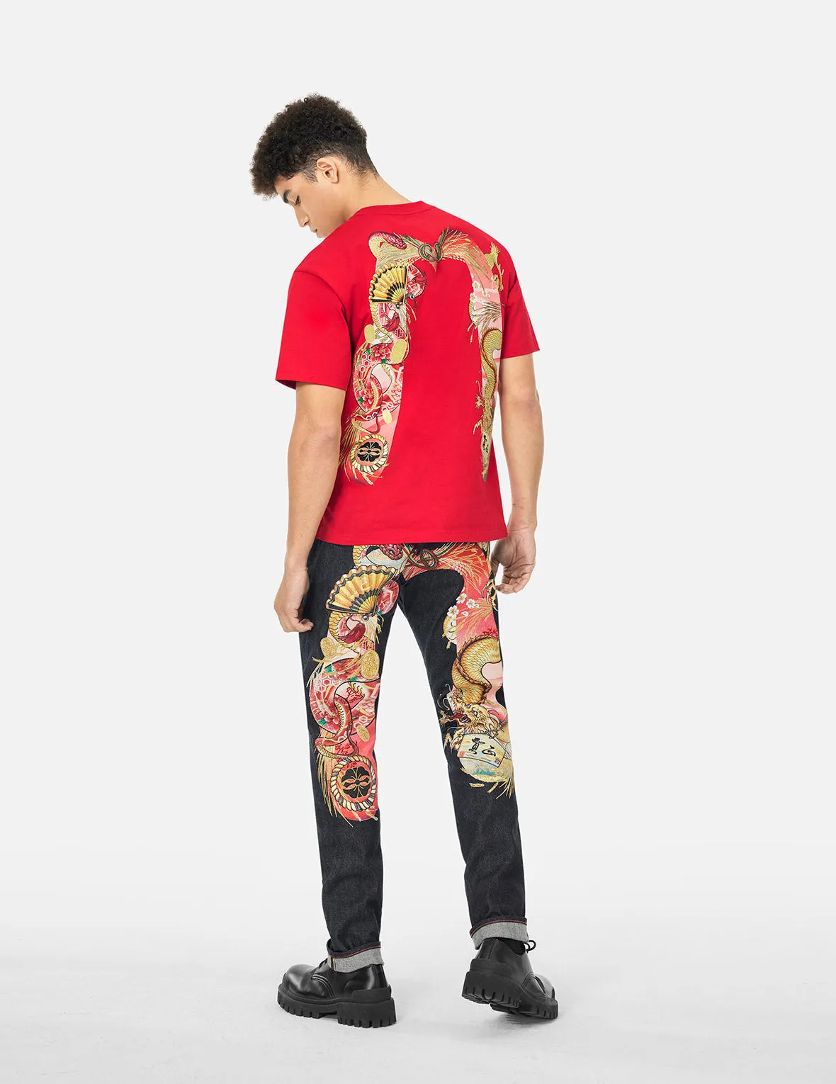 SPRING/ SUMMER COLLECTION 2025 Soaring Snake Daicock Print Relax Fit T-shirt - Red