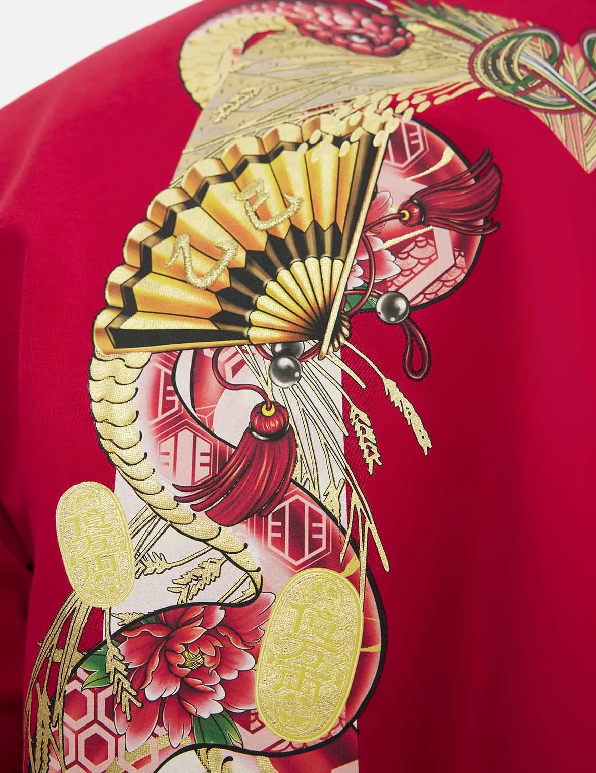 SPRING/ SUMMER COLLECTION 2025 Soaring Snake Daicock Print Relax Fit T-shirt - Red
