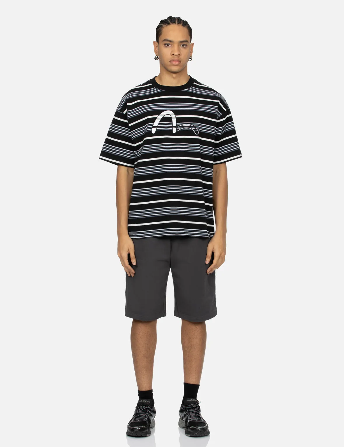 SPRING/ SUMMER COLLECTION 2025 Striped Seagull Appliqué Embroidery Loose Fit T-shirt