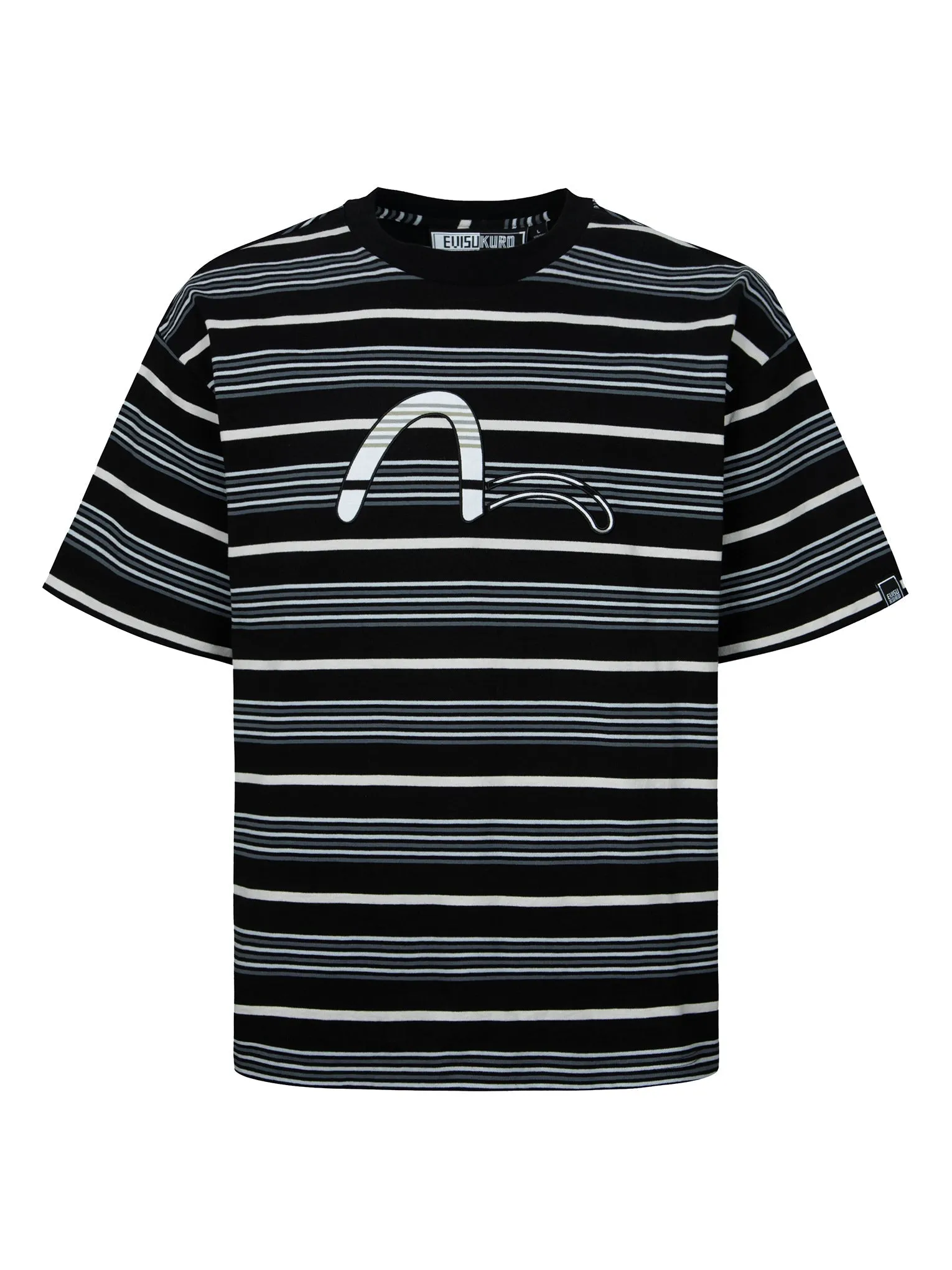 SPRING/ SUMMER COLLECTION 2025 Striped Seagull Appliqué Embroidery Loose Fit T-shirt