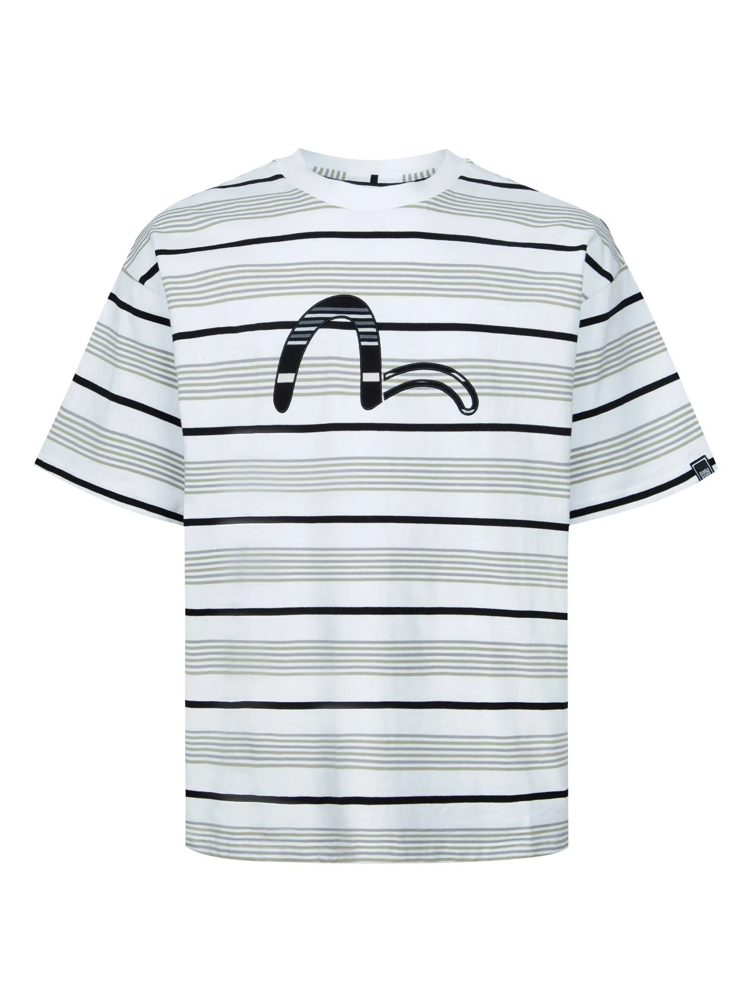 SPRING/ SUMMER COLLECTION 2025 Striped Seagull Appliqué Embroidery Loose Fit T-shirt