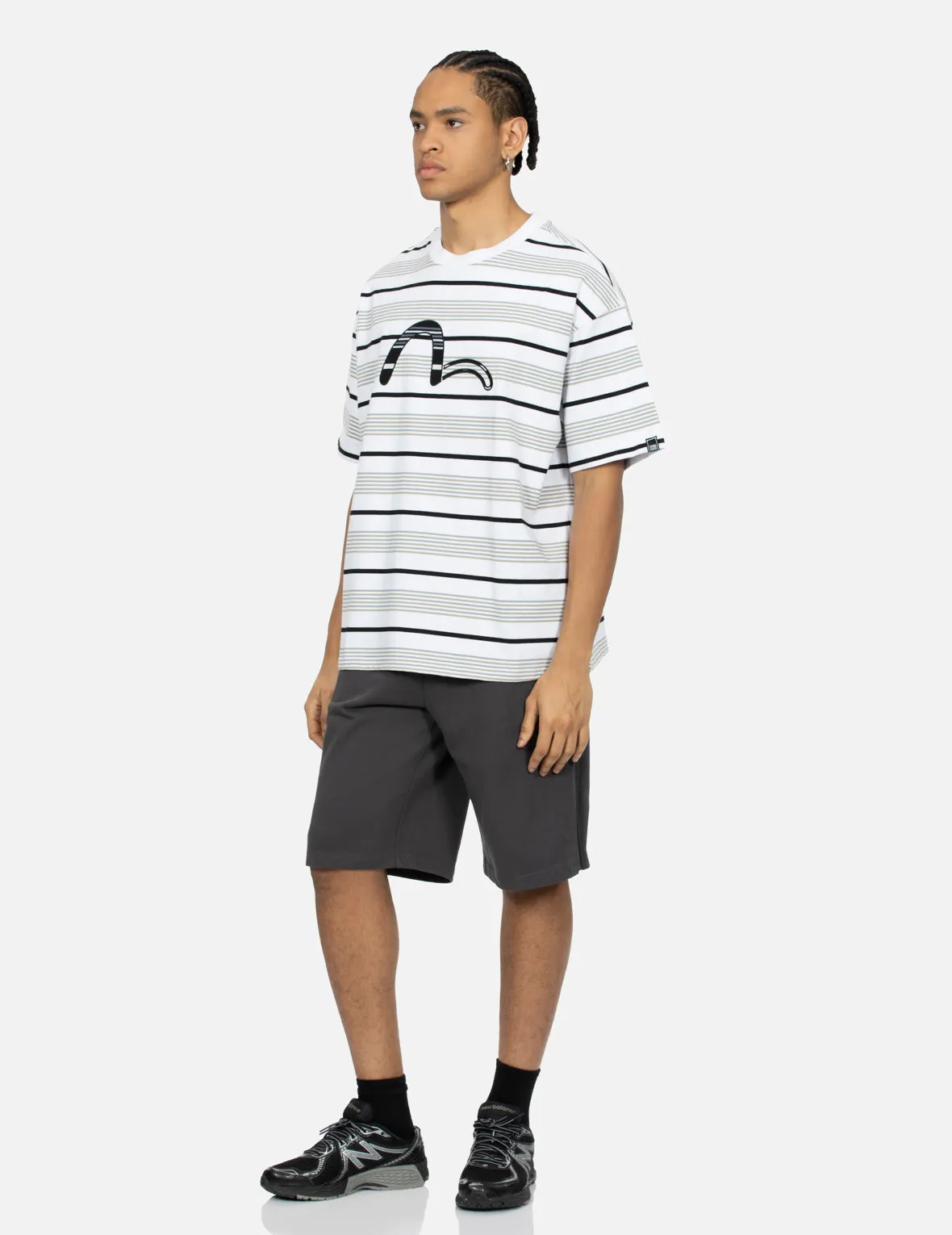 SPRING/ SUMMER COLLECTION 2025 Striped Seagull Appliqué Embroidery Loose Fit T-shirt